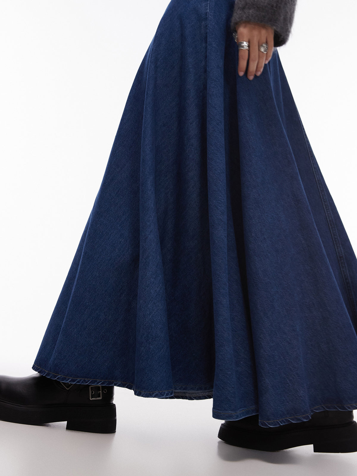 Topshop Denim A-Line Skirt | Mid Blue
