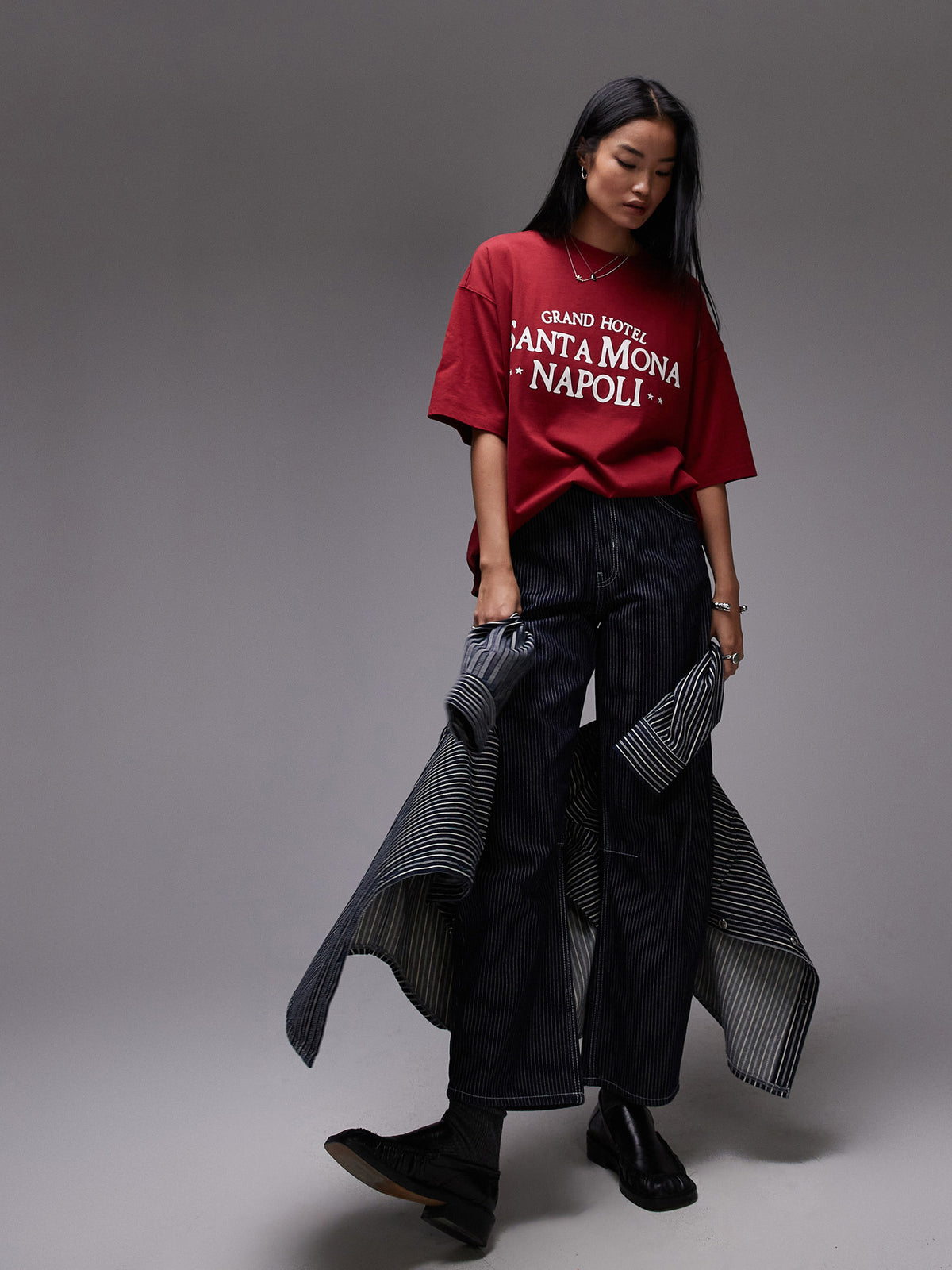 Topshop Santa Mona Napoli Oversized Tee | Red