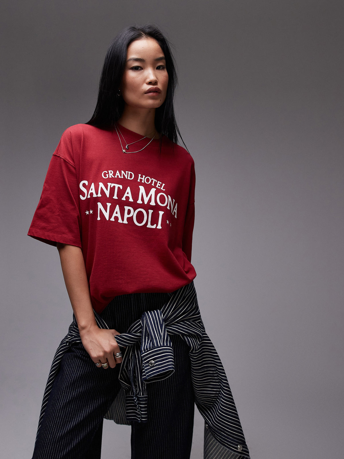 Topshop Santa Mona Napoli Oversized Tee | Red
