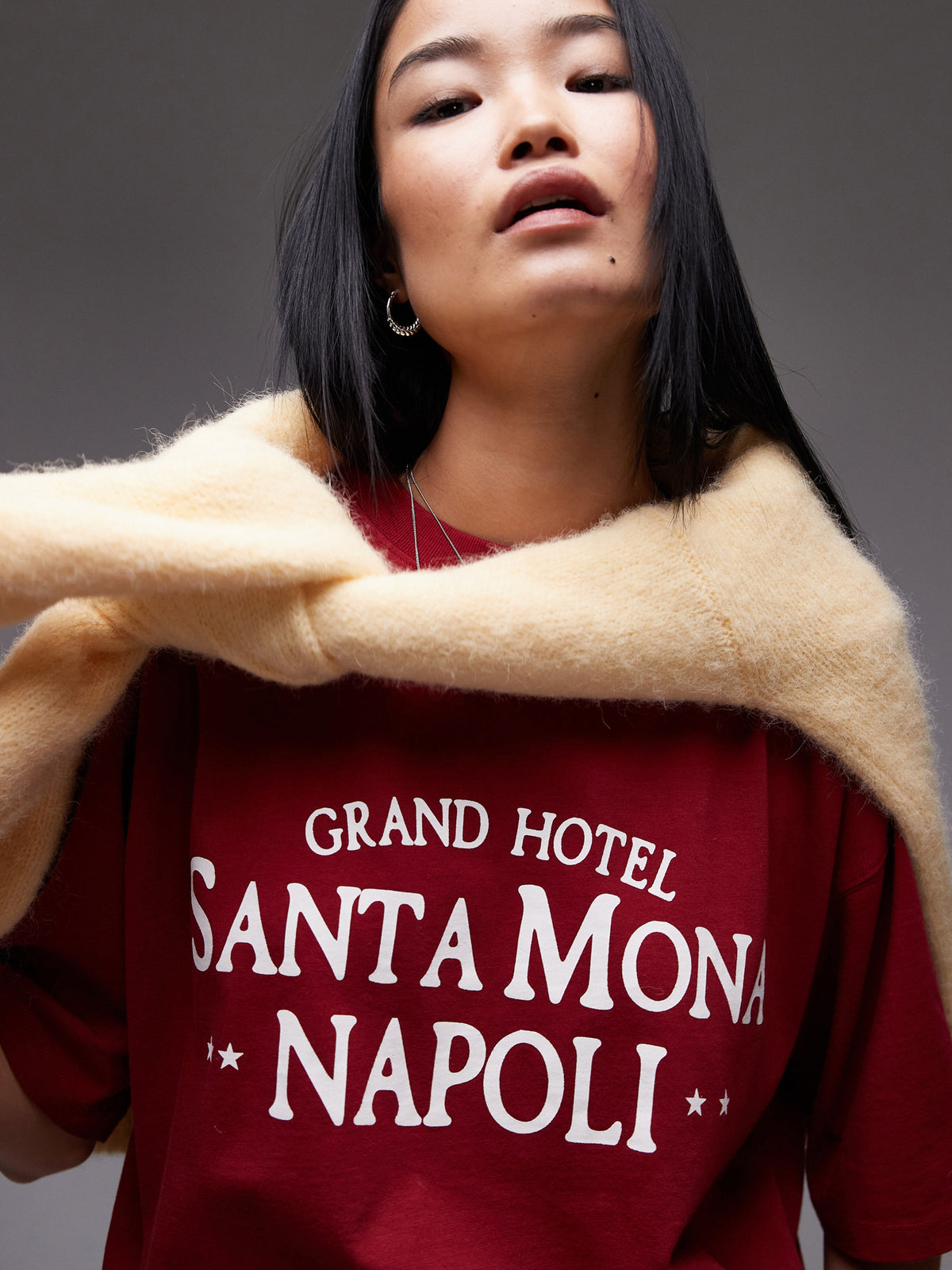 Topshop Santa Mona Napoli Oversized Tee | Red