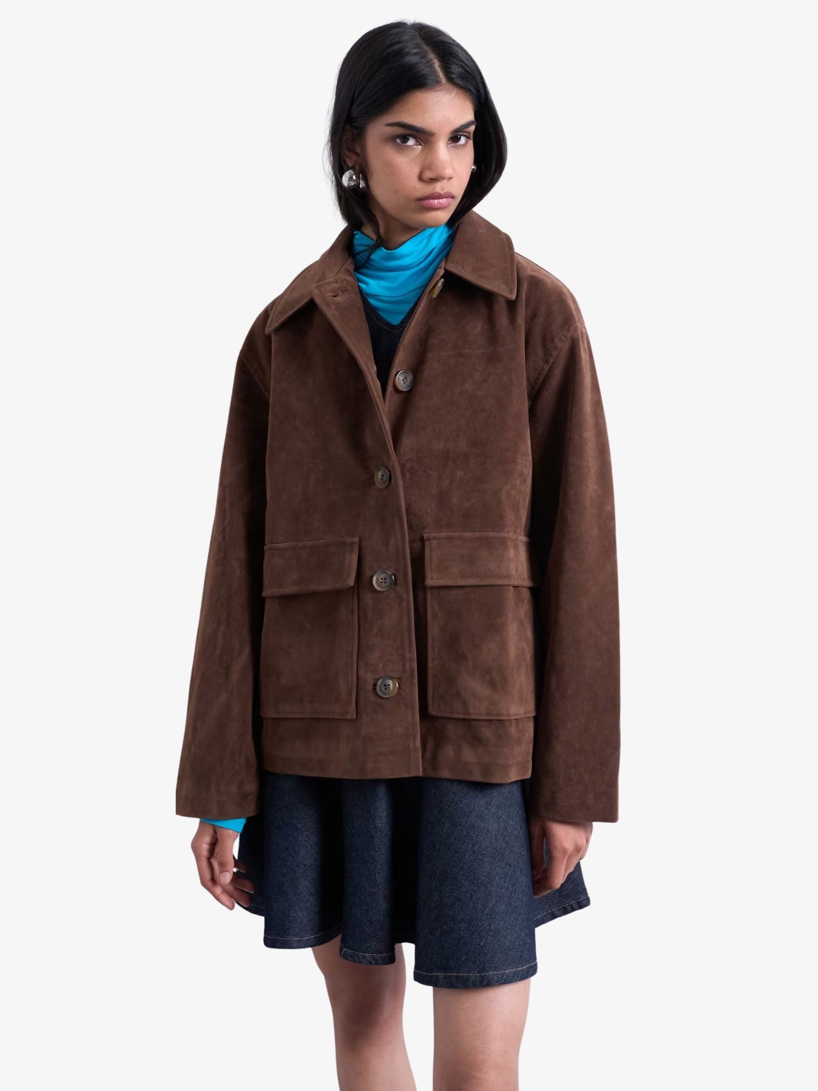 Faux Suede Boxy Jacket