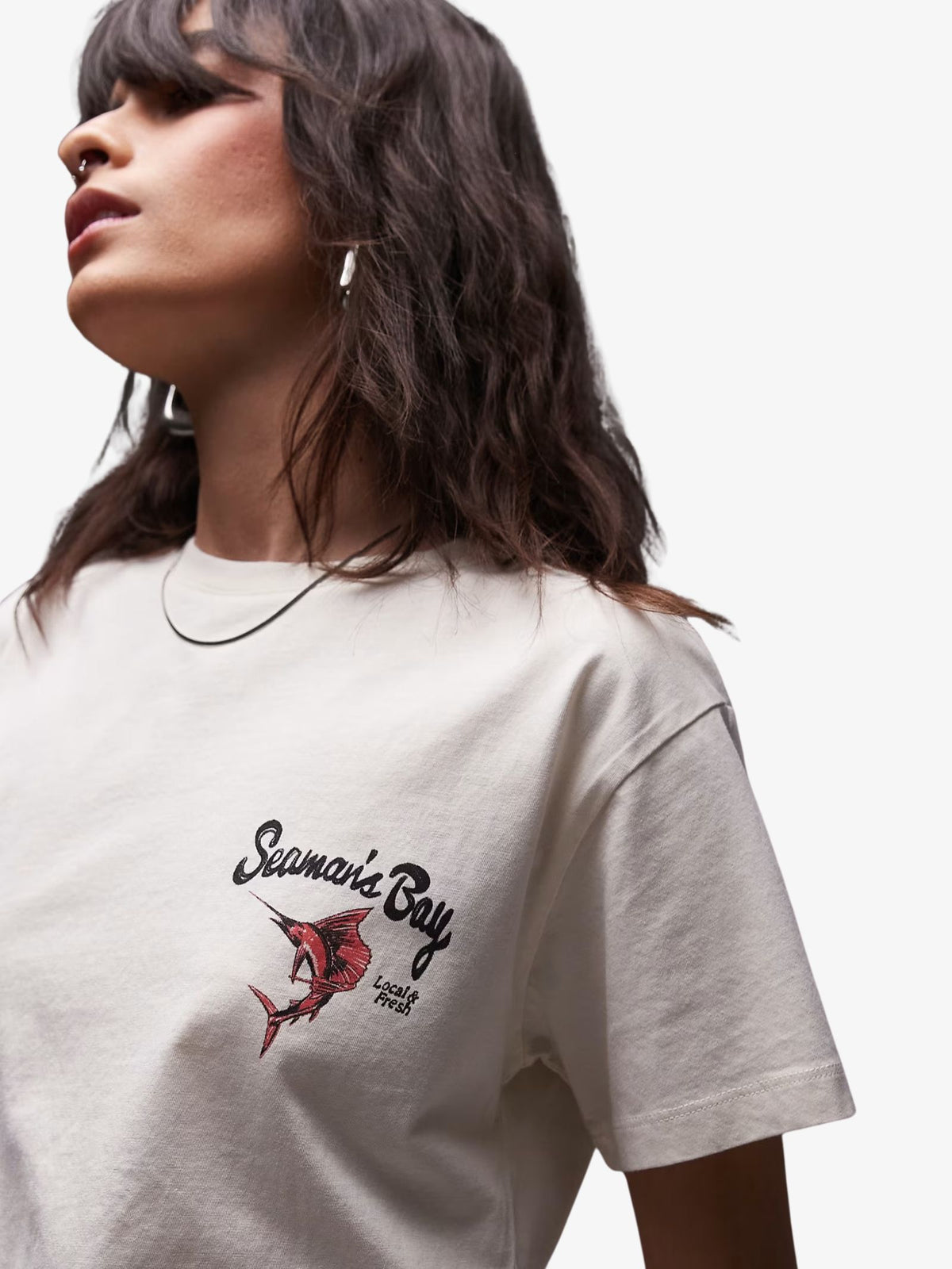 Topshop Graphic Seamans Bay Tee | Pink