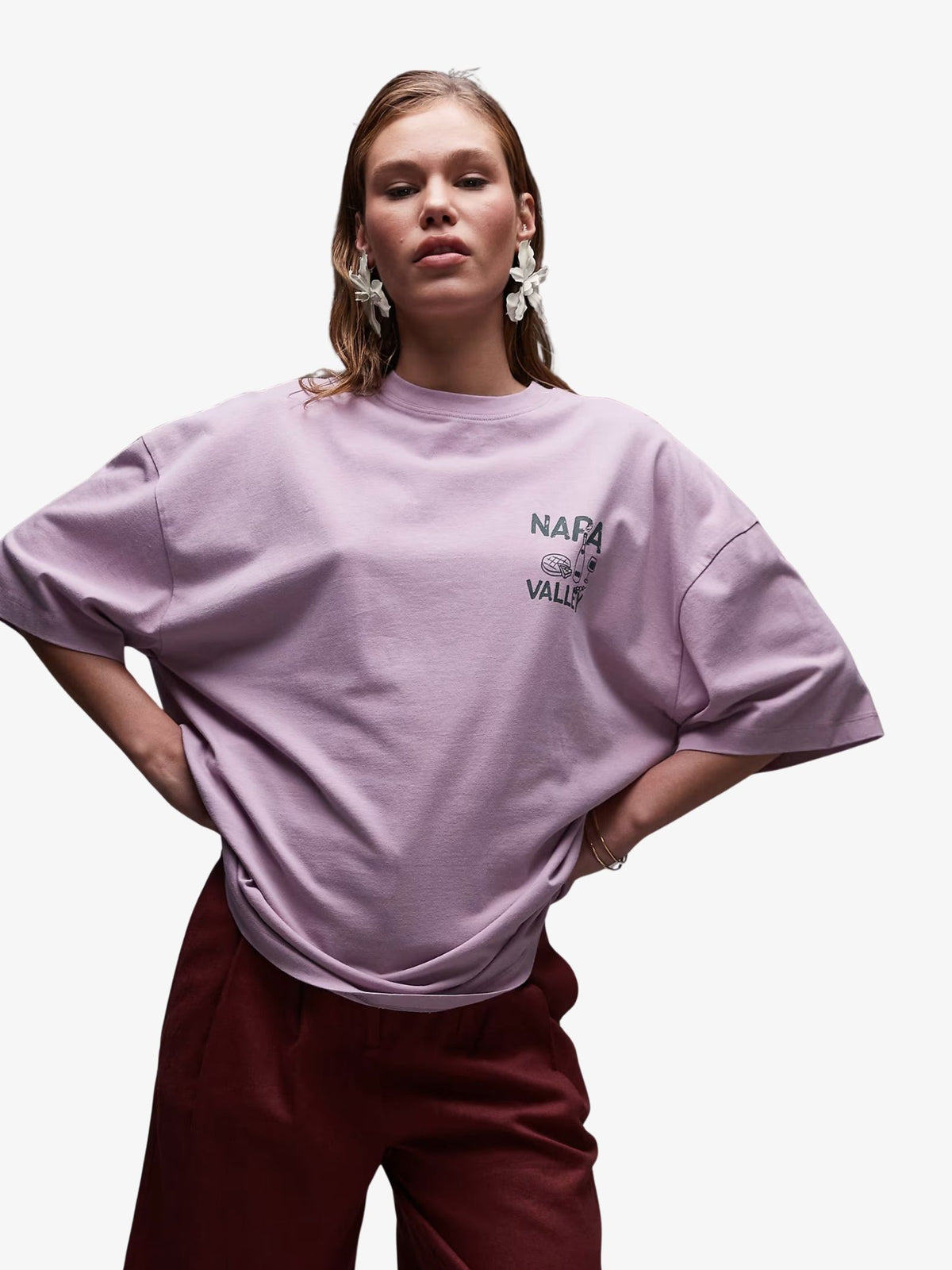 Topshop Graphic Napa Valley Oversized Tee | Ecru
