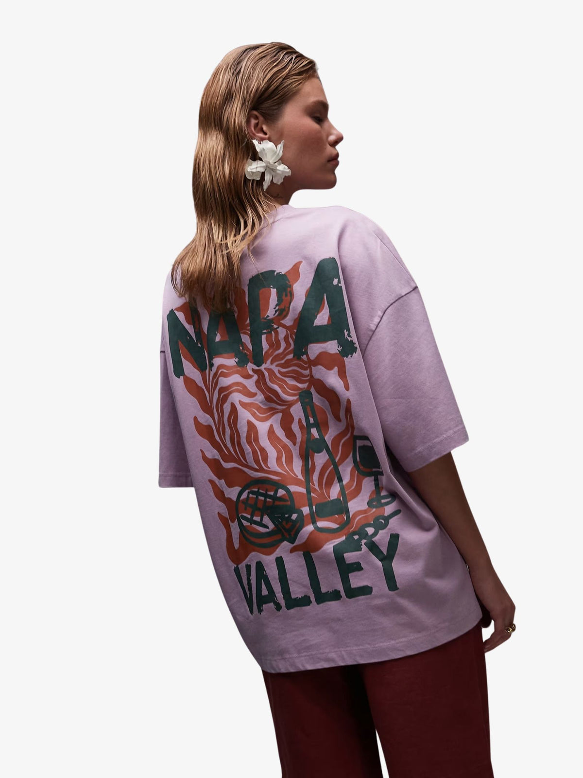 Topshop Graphic Napa Valley Oversized Tee | Ecru