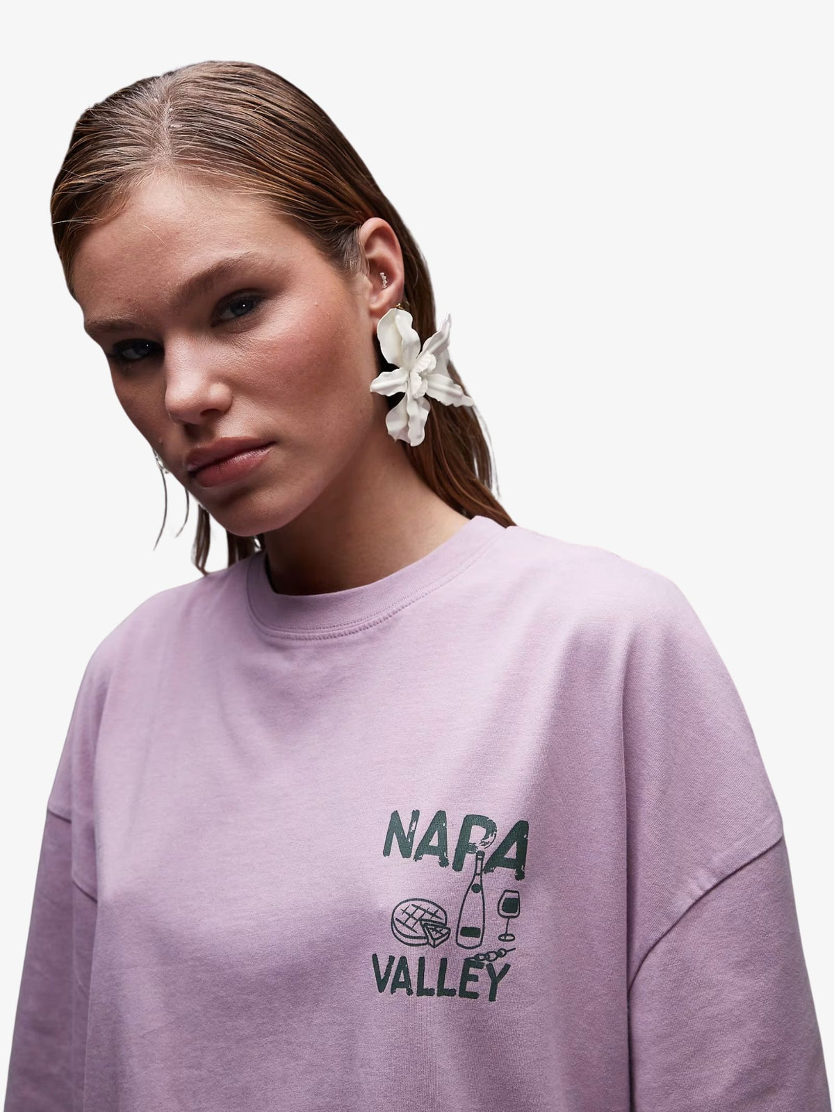 Topshop Graphic Napa Valley Oversized Tee | Ecru