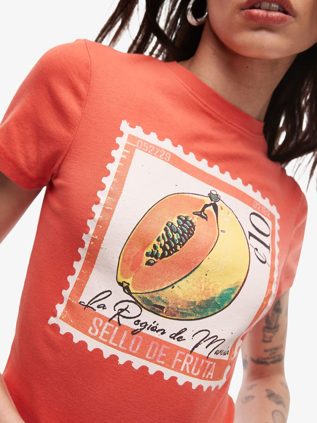 Topshop Graphic Papaya Baby Tee | Ecru