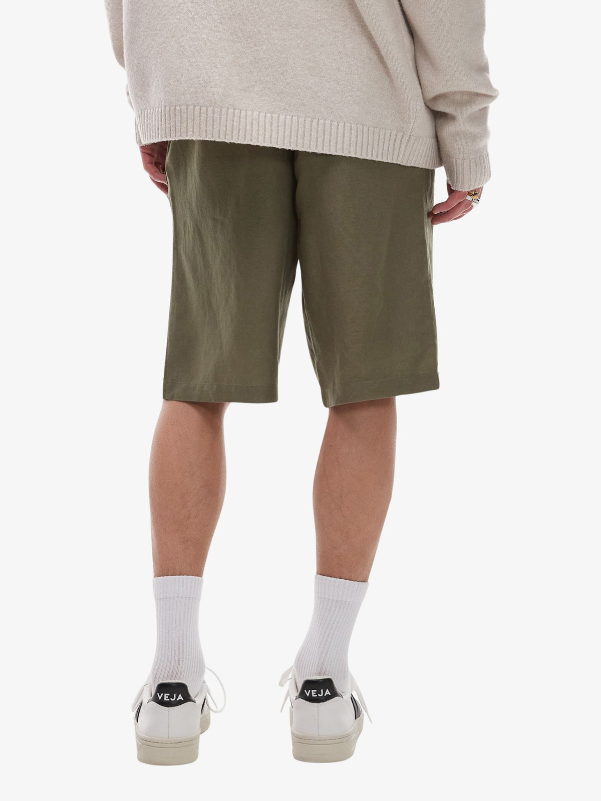 Topman Wide Leg Linen Shorts | Khaki