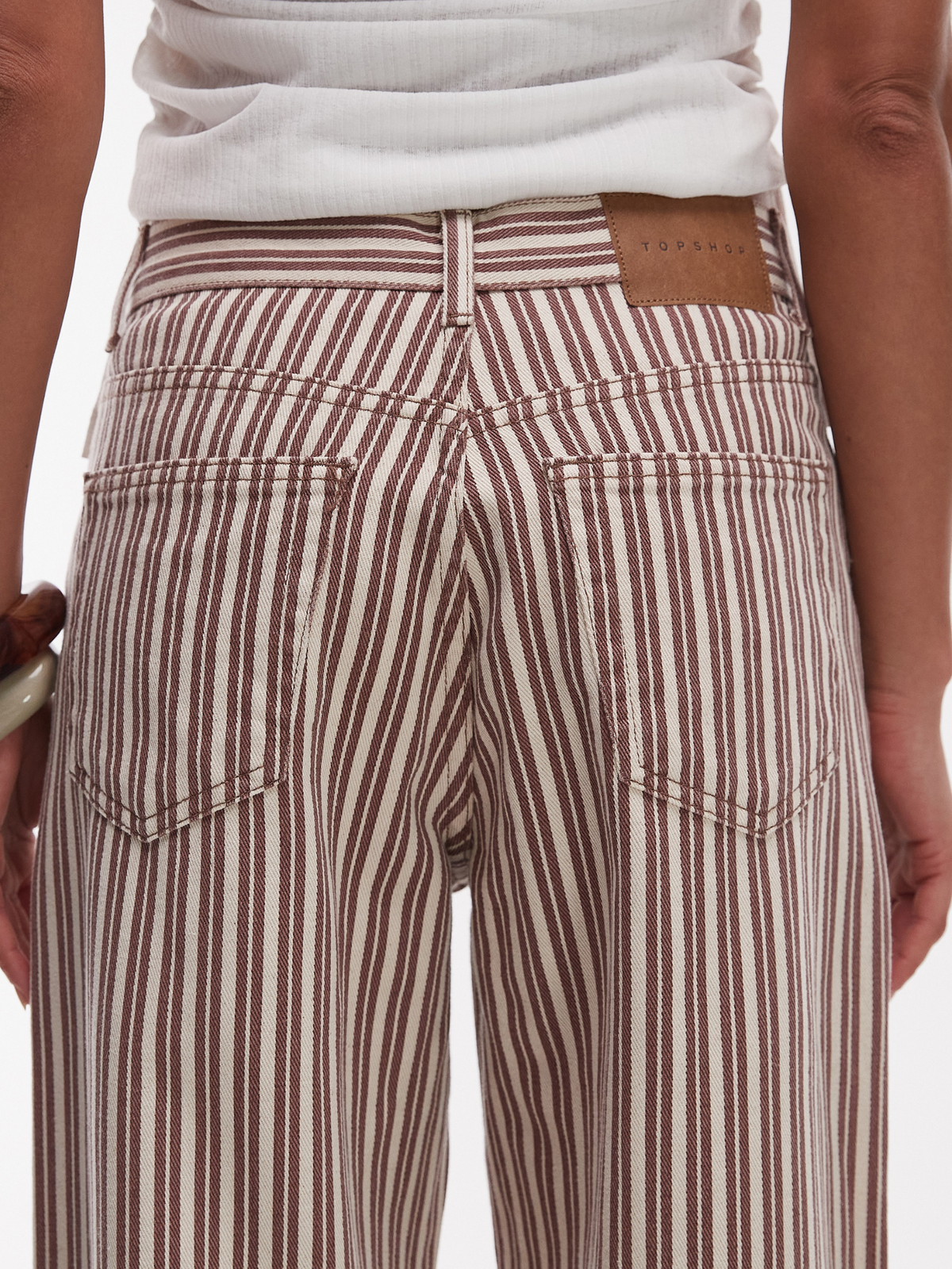 Topshop Mid Rise Column Jeans | BURGUNDY/BUTTERMILK STRIPE