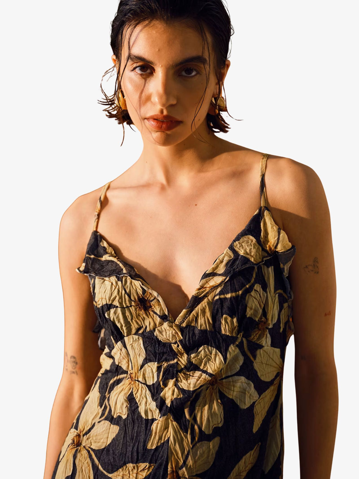 Topshop Floral Print Crinkle Mesh Maxi Dress | Black