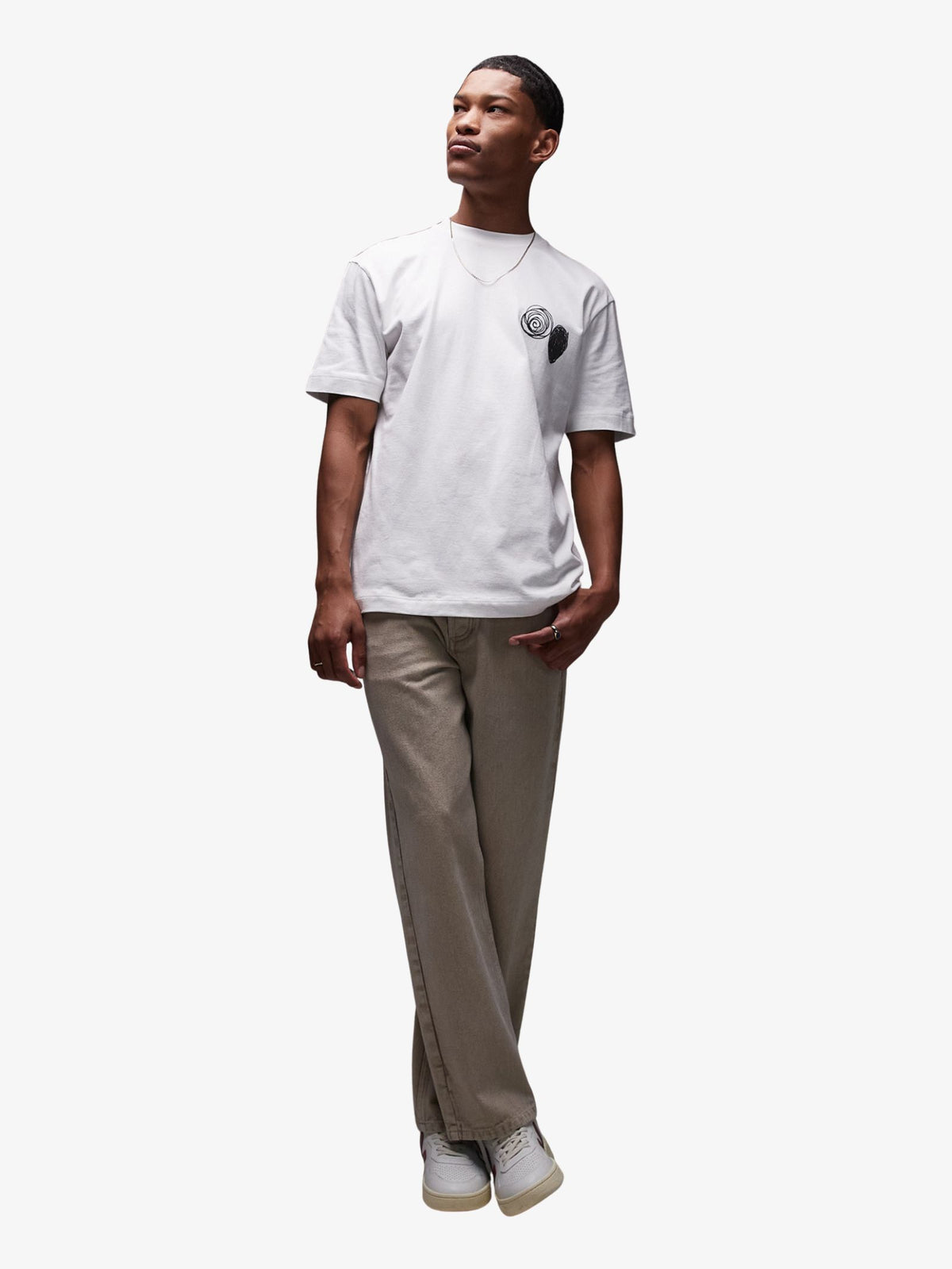 Topman Oversized Abstract Scribble Applique Shirt | White