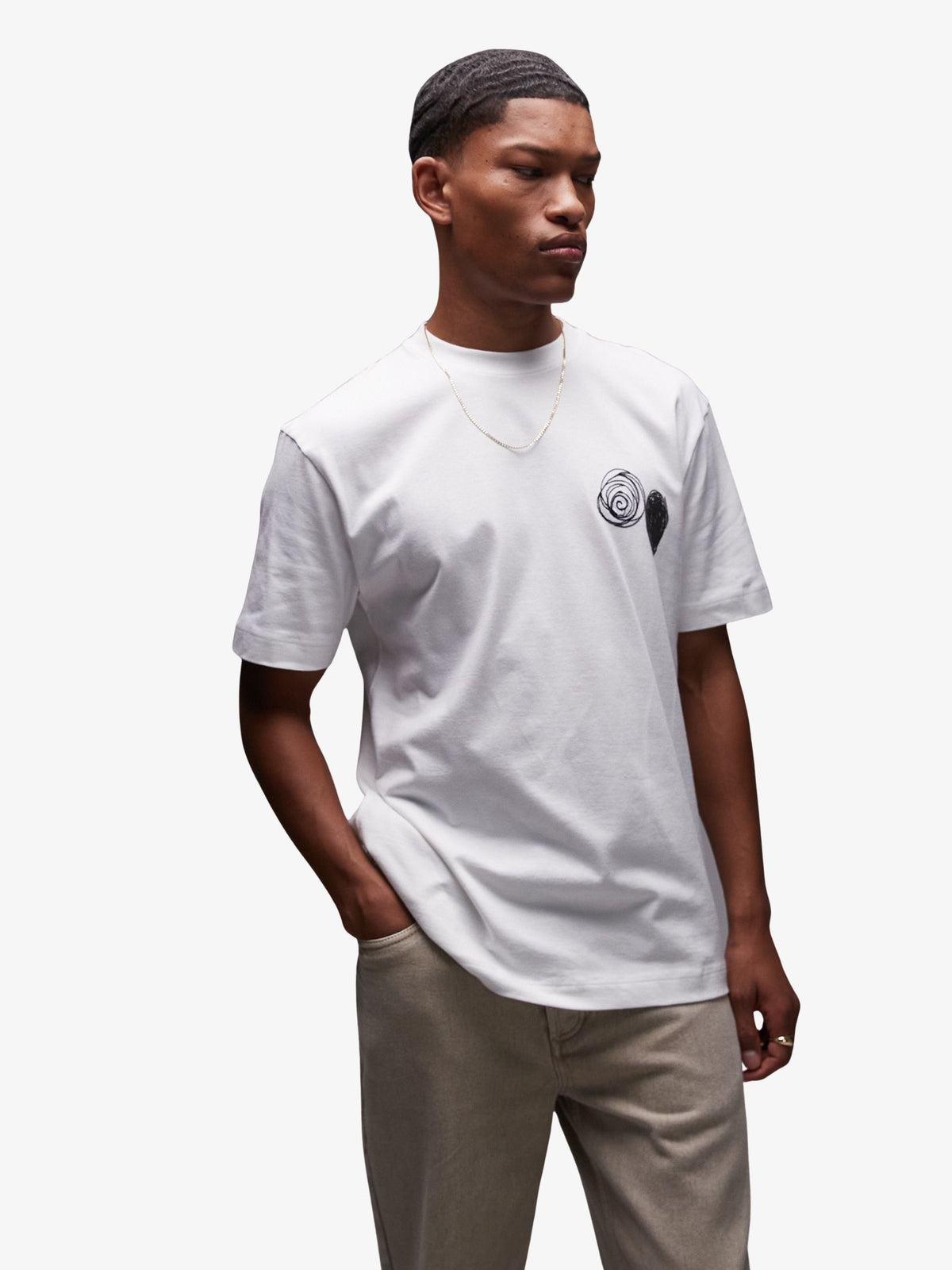 Topman Oversized Abstract Scribble Applique Shirt | White