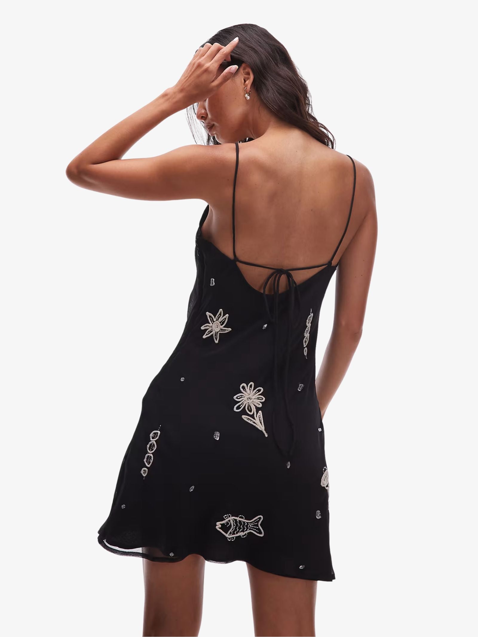 Embellished Mini Cami Dress With Martini Roping