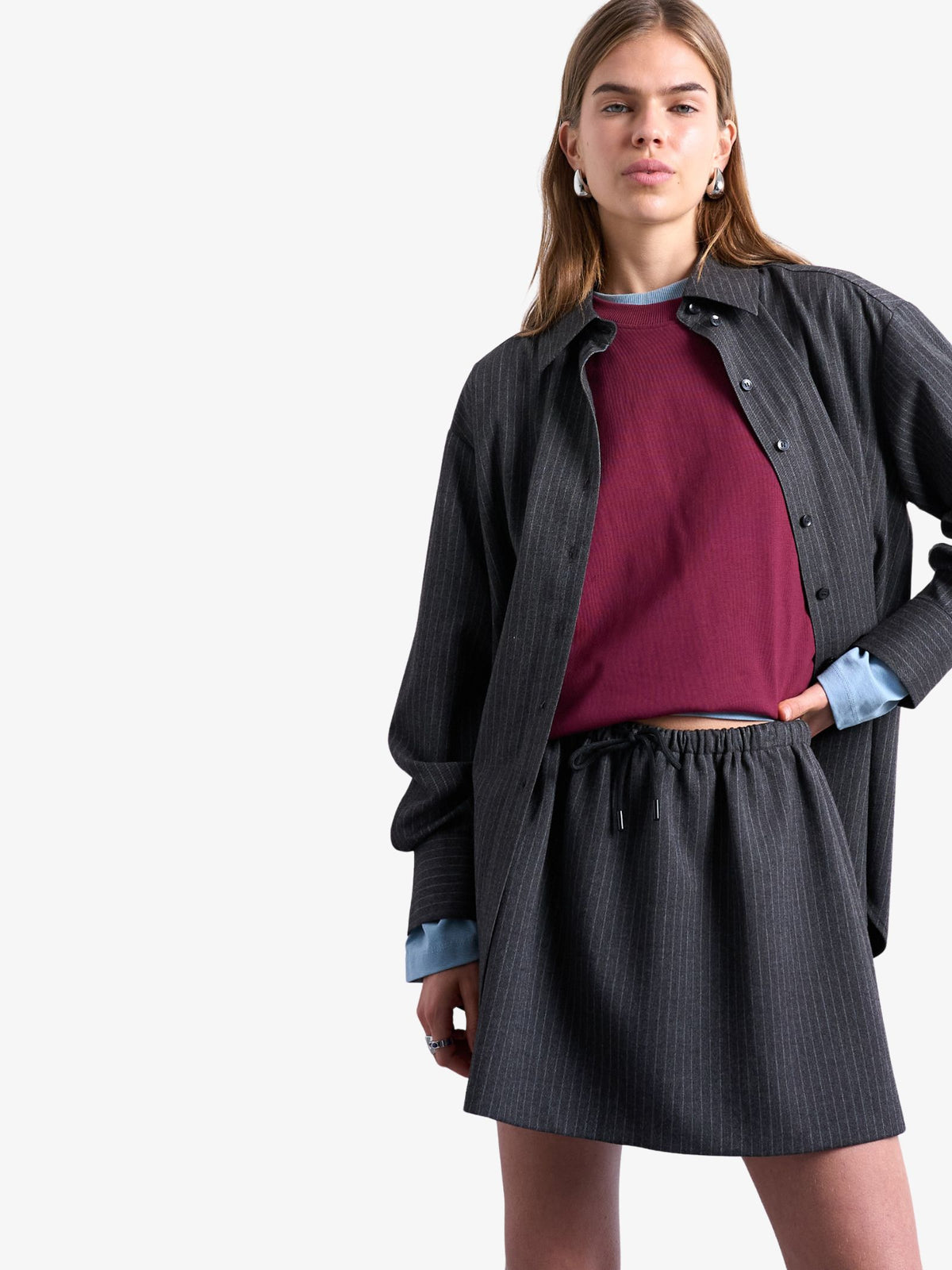 Topshop Brushed Low Rise Flippy Mini Micro Skirt | Charcoal