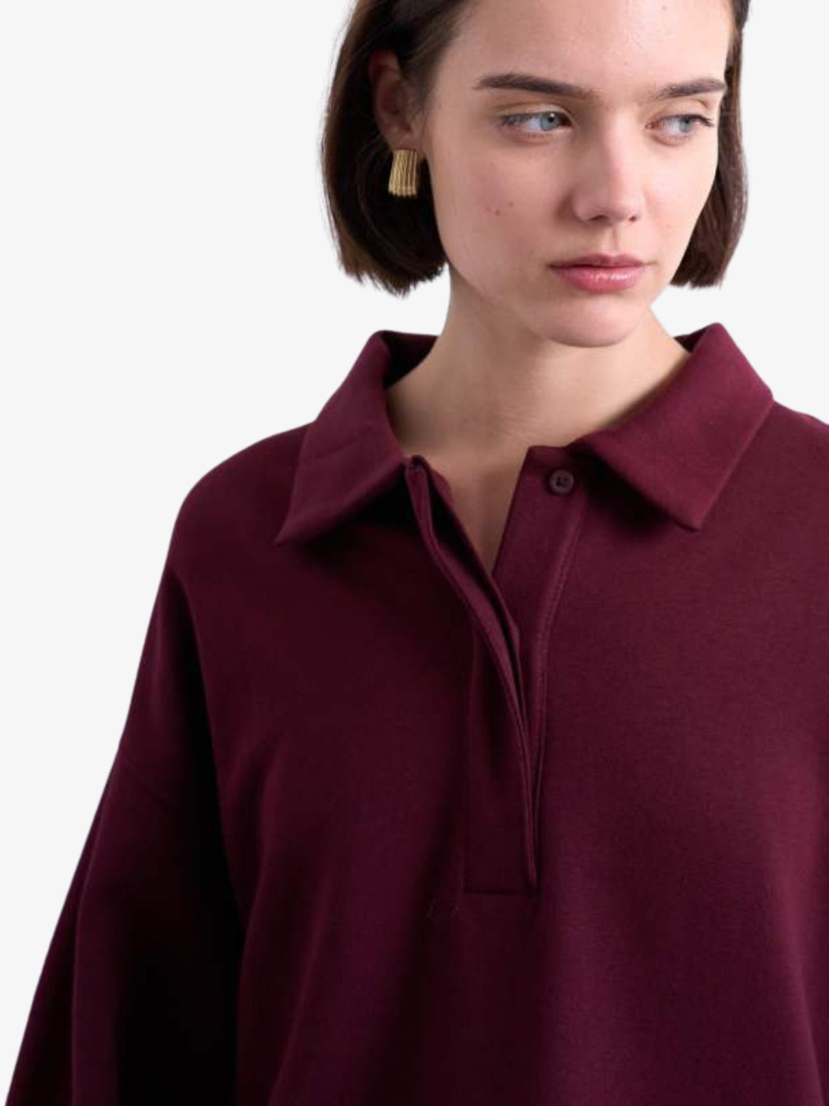 Topshop Polo Sweatshirt | Burgundy