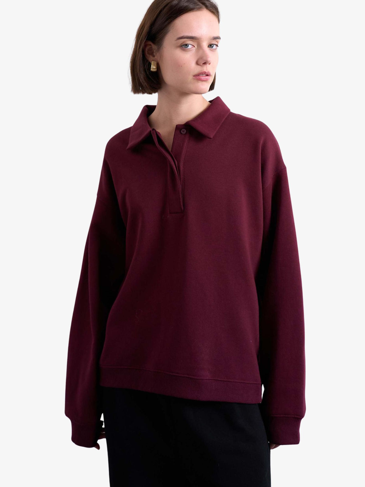 Topshop Polo Sweatshirt | Burgundy