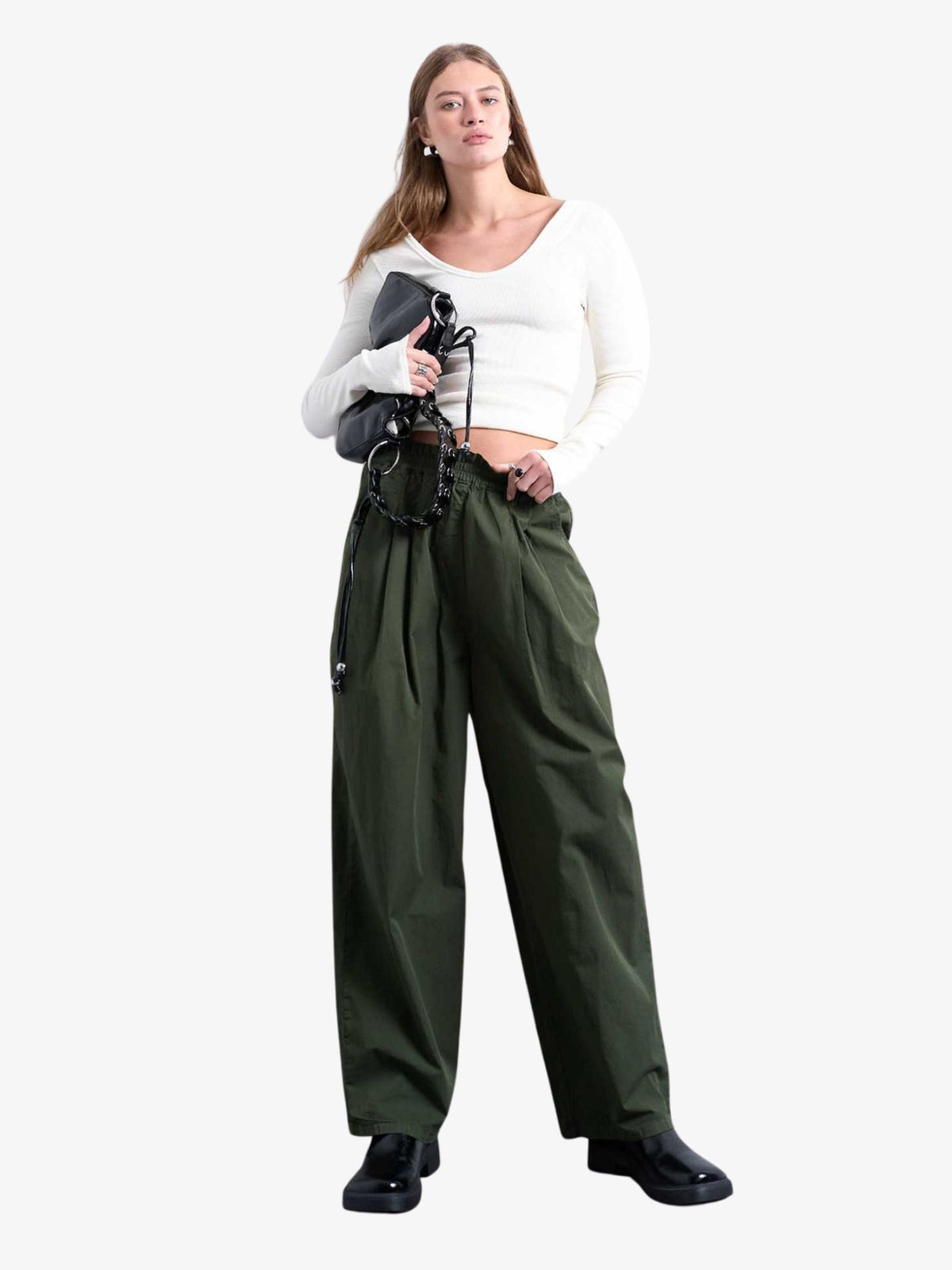 Topshop Pleated Balloon Jogger | Green