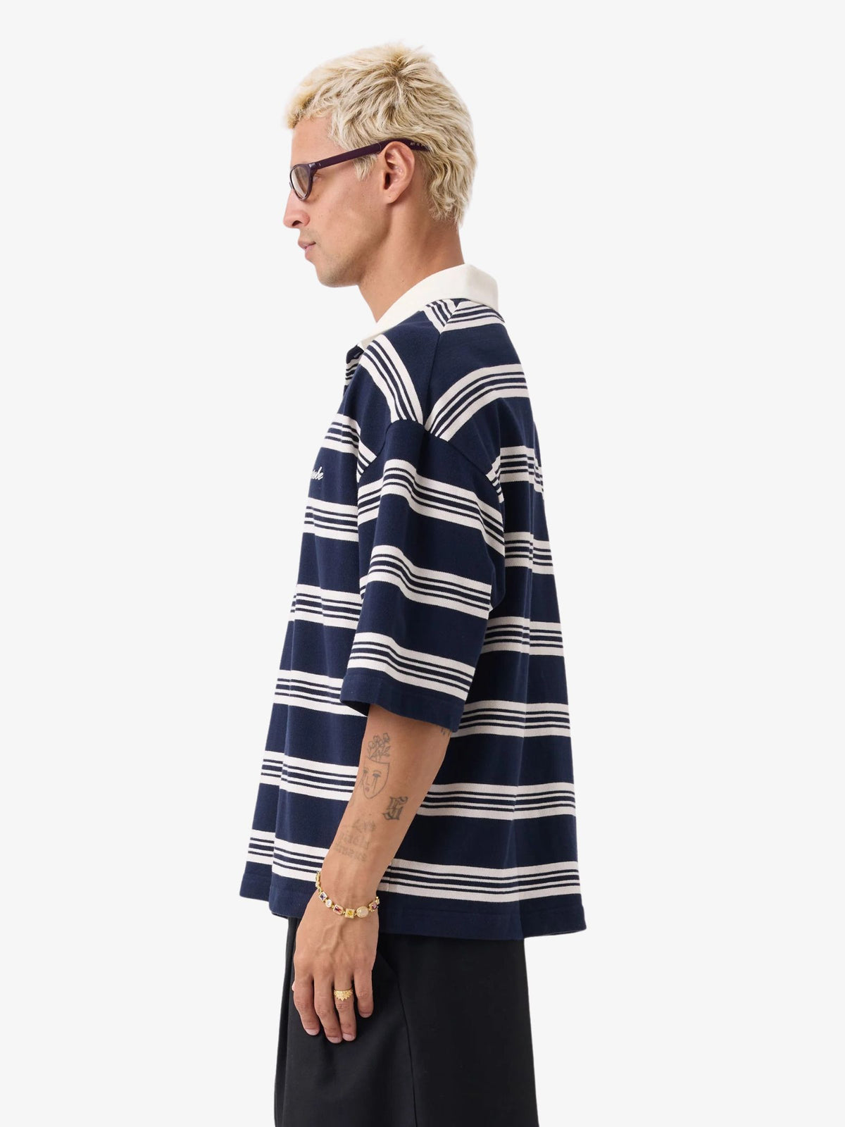 Zanerobe Box Crop Polo Shirt | Navy/White