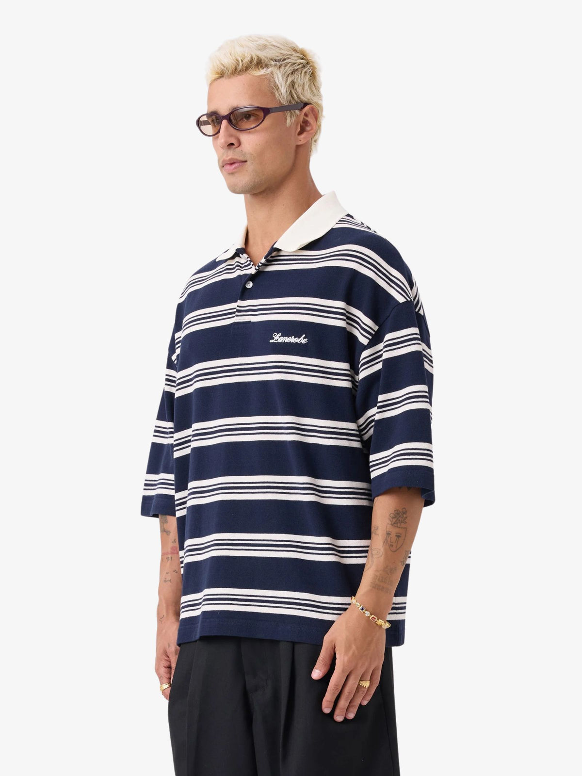 Zanerobe Box Crop Polo Shirt | Navy/White
