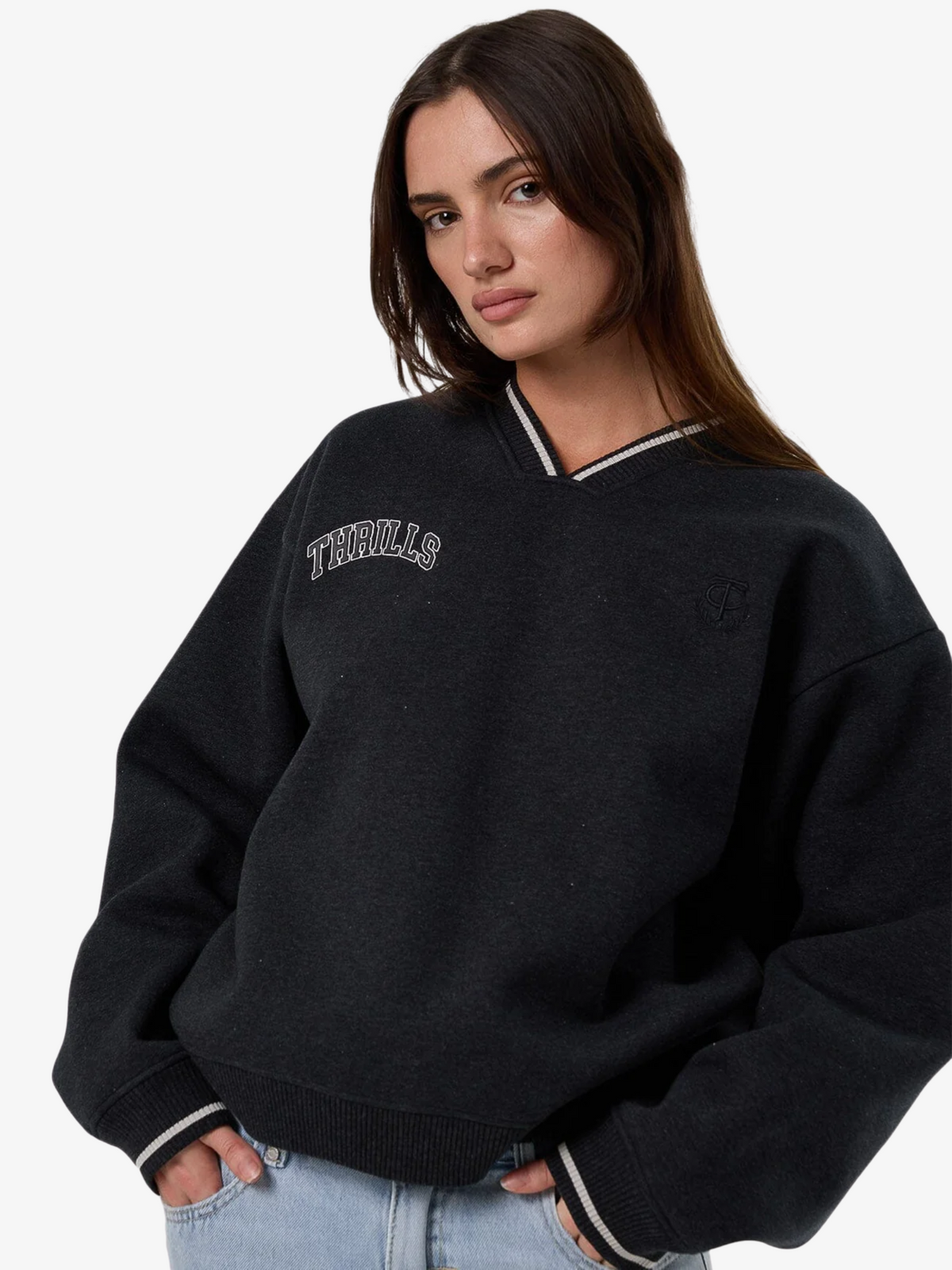 Thrills Legacy V Neck Fleece | BLACK