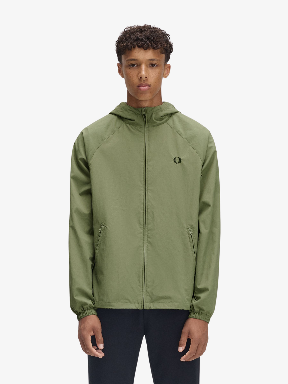 Fred Perry Taslan Hooded Shell Jacket | Olive Mint