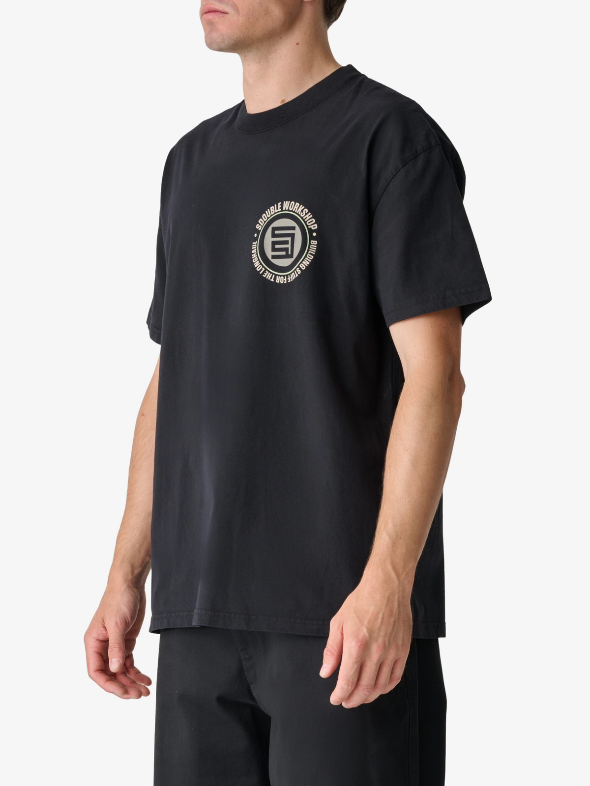 S-Double Workshop Dot Short Sleeve Tee | Pigment Black
