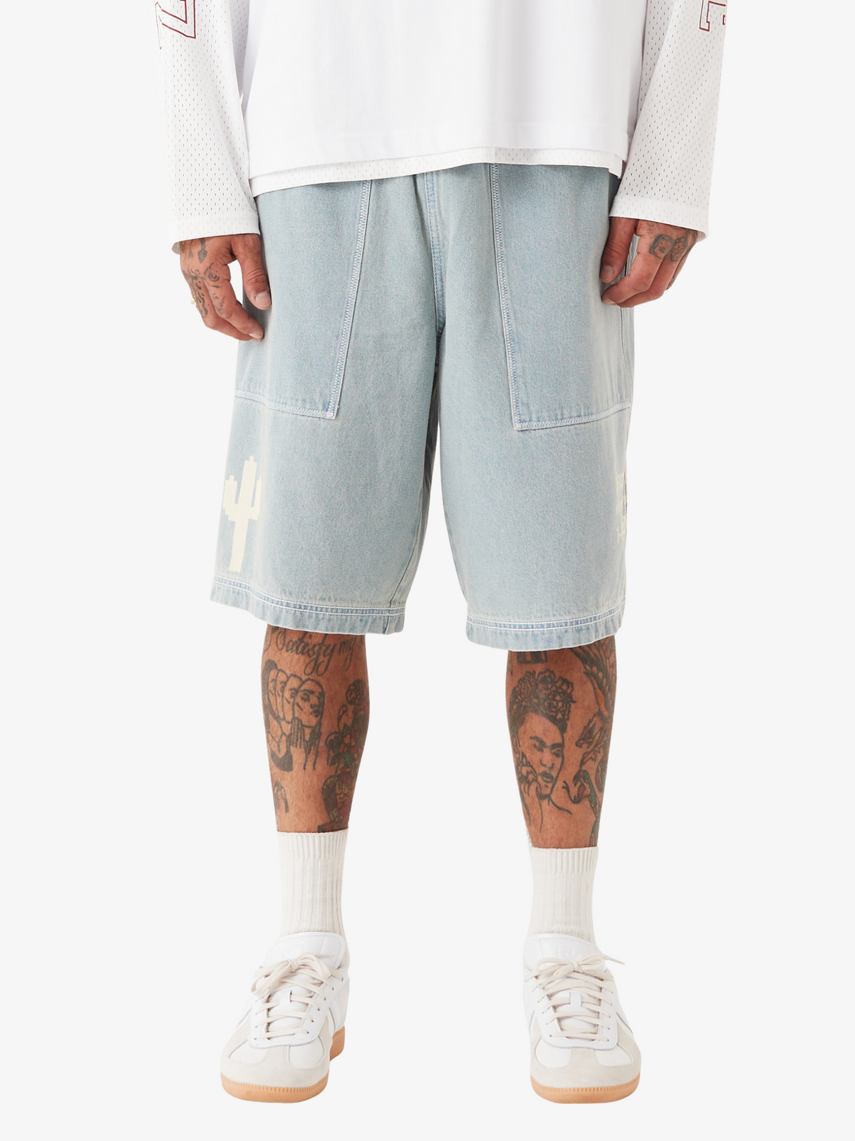 Zanerobe Crochet Denim Short | Lt Blue