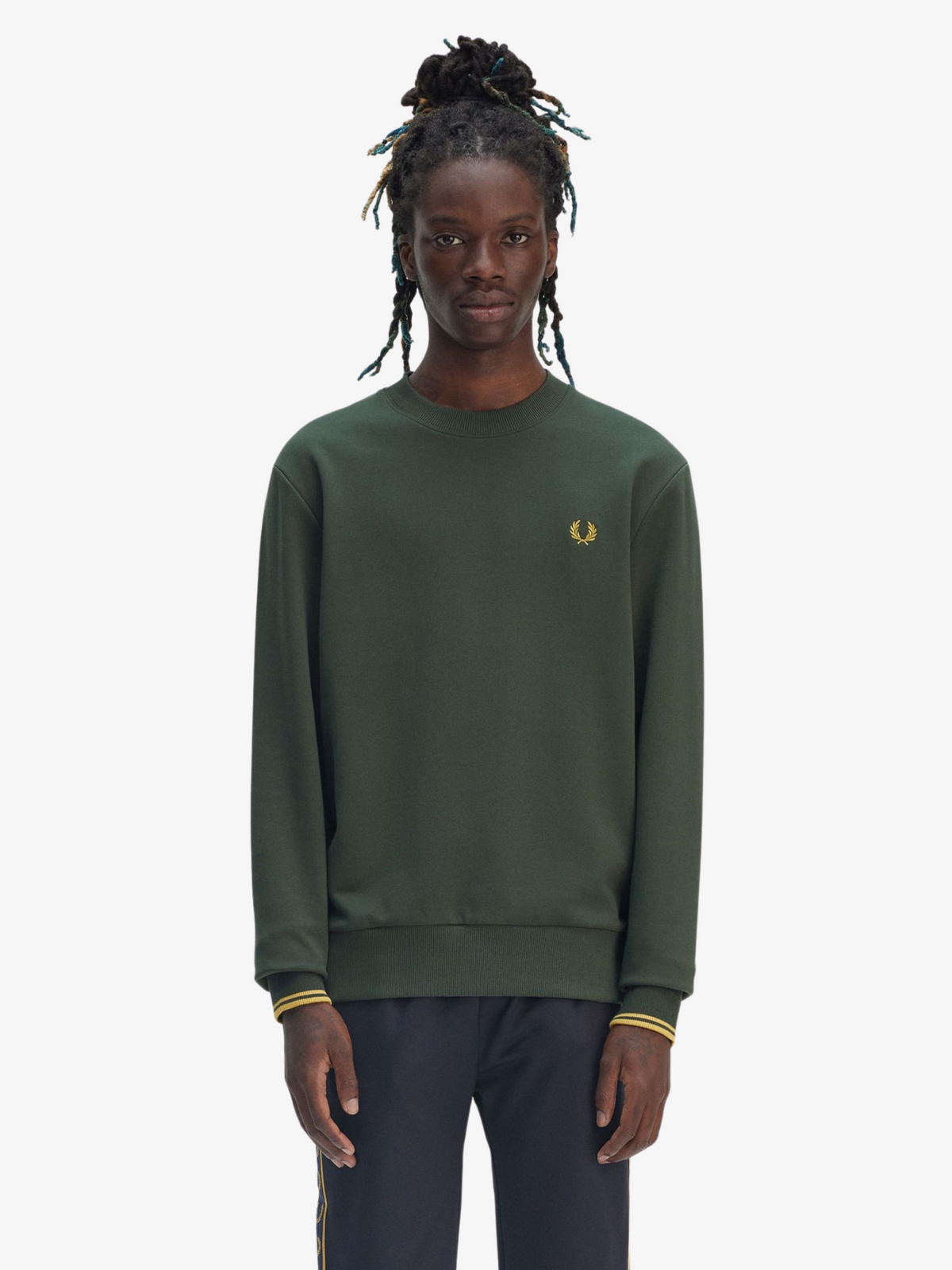 Fred Perry Crew Neck Sweatshirt | COURT GREEN
