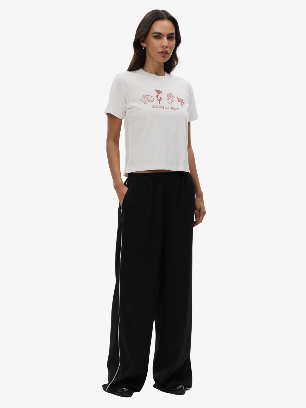 Lulu & Rose Tori Contrast Pant | Black-Crm