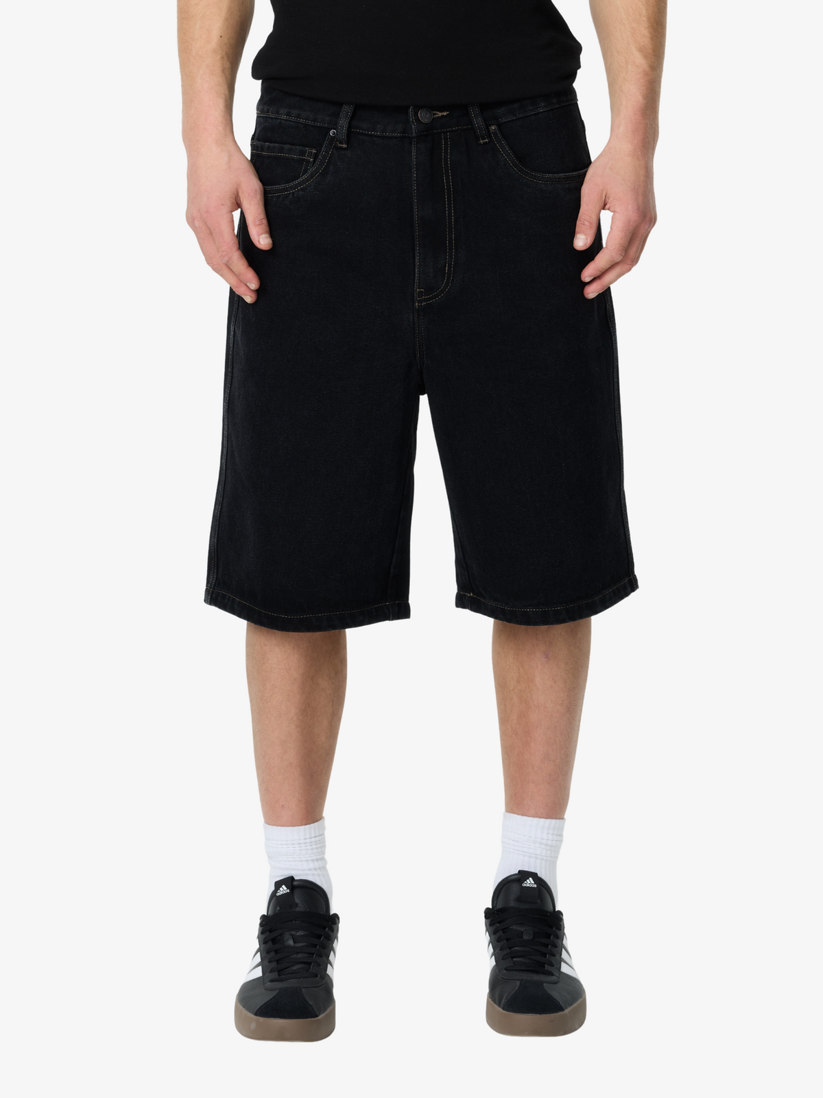S-Double Denim Standard Short | Black Wash
