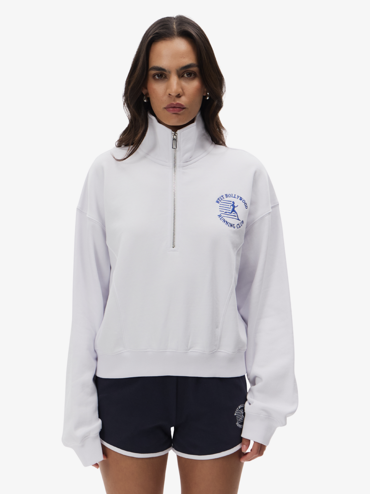 West Hollywood Sweat Club Running Quarter Zip | White