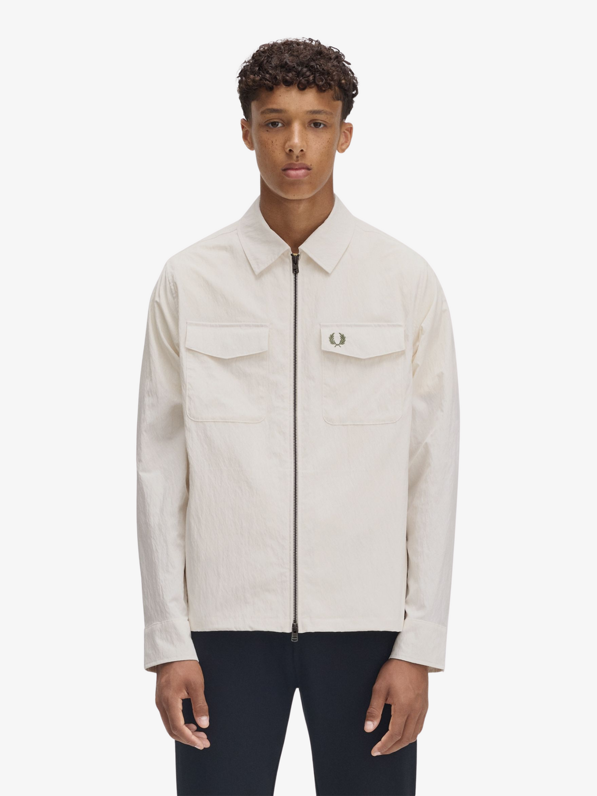 Fred Perry Zip Through Overshirt | Light Ecru