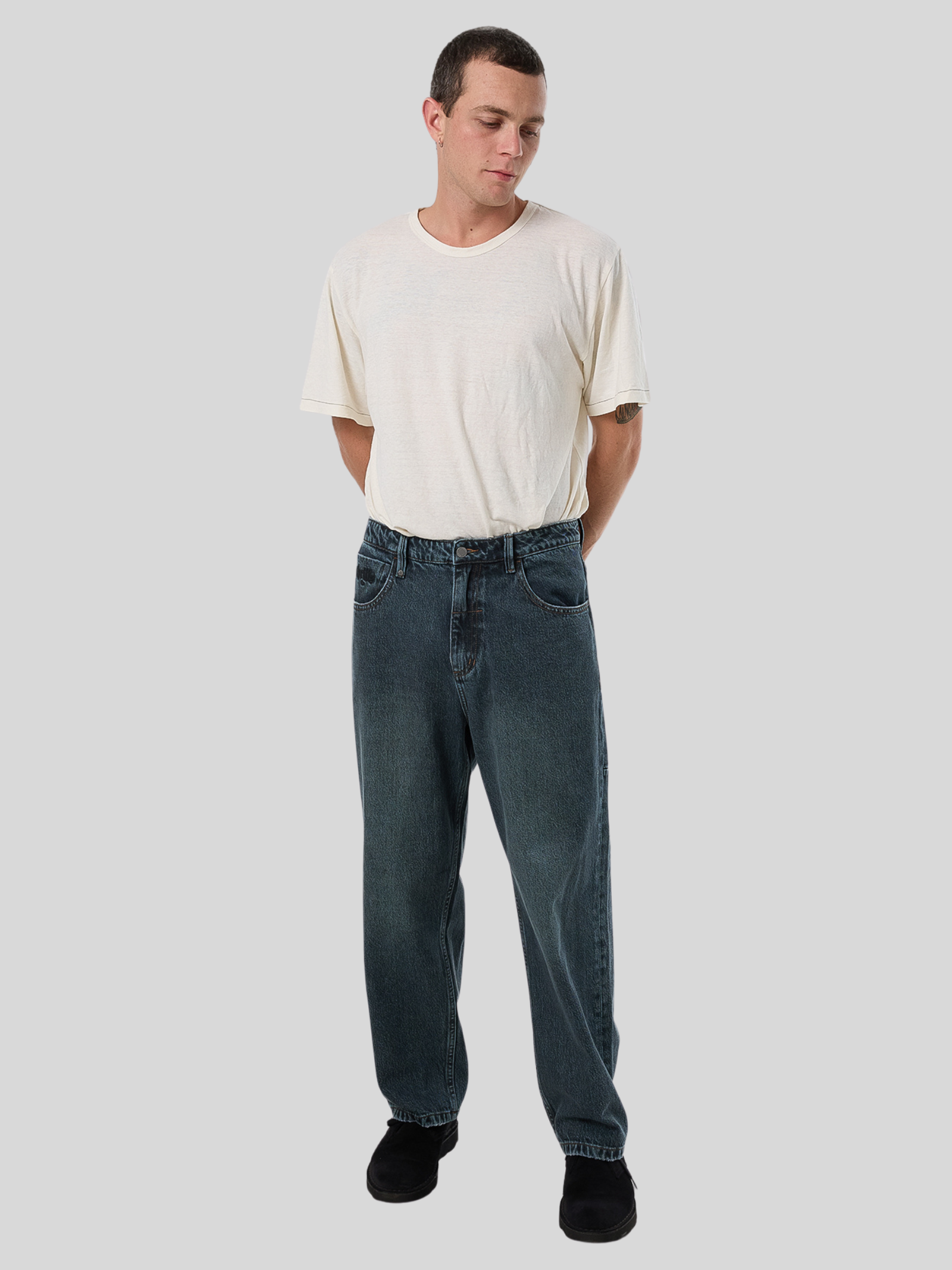 Thrills Lifted Spirits Big Slacker Denim Jean Metal Blue