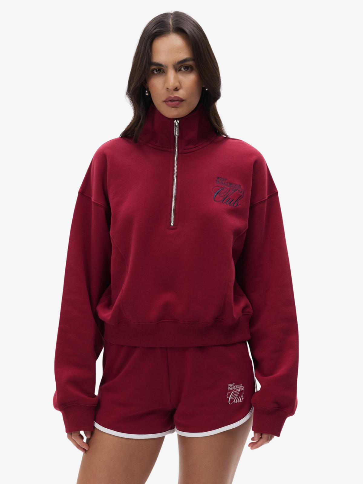 West Hollywood Sweat Club Logo Quarter Zip | Wine