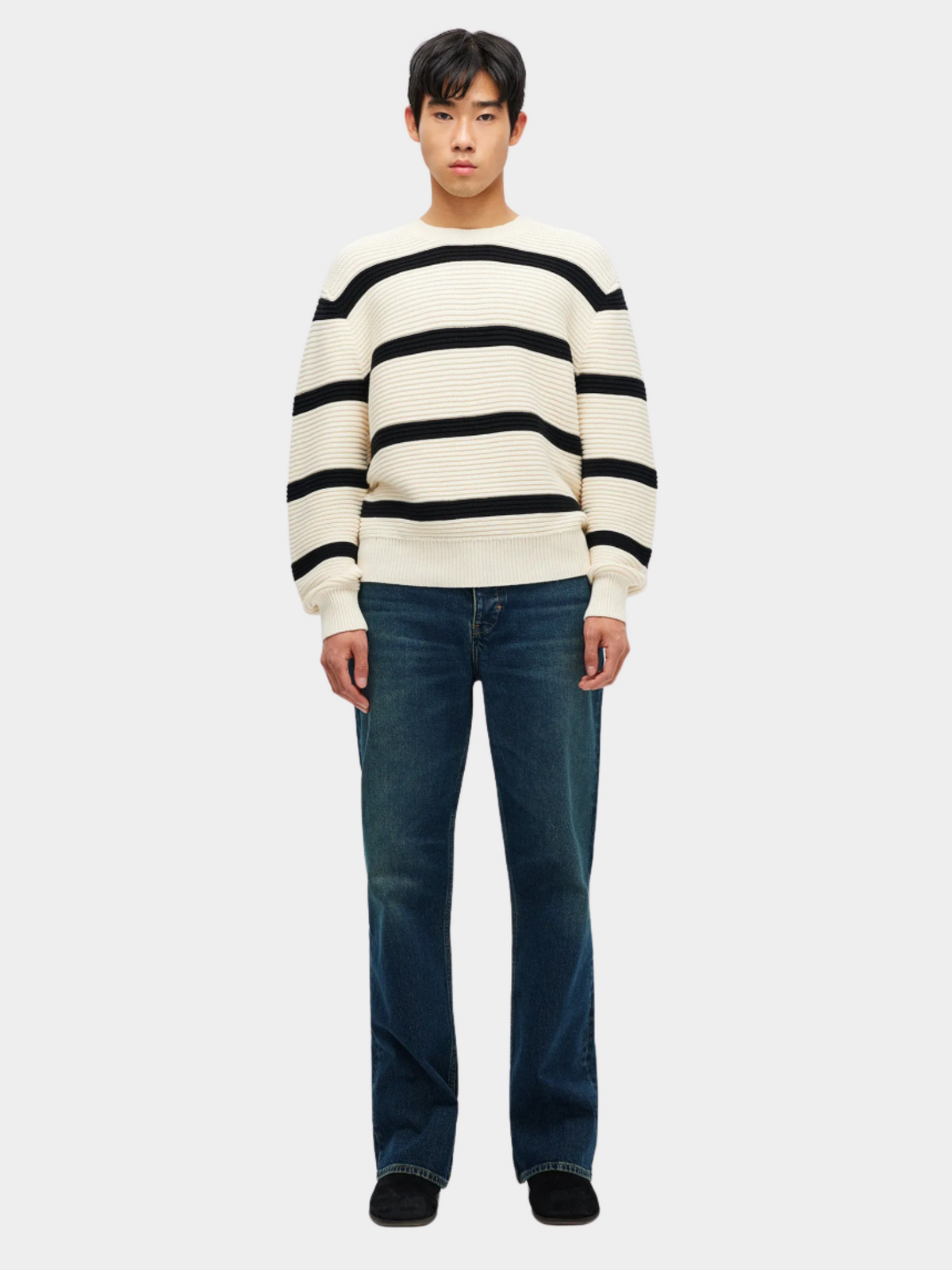 Neuw Stripe Knit Crew | Black Stripe