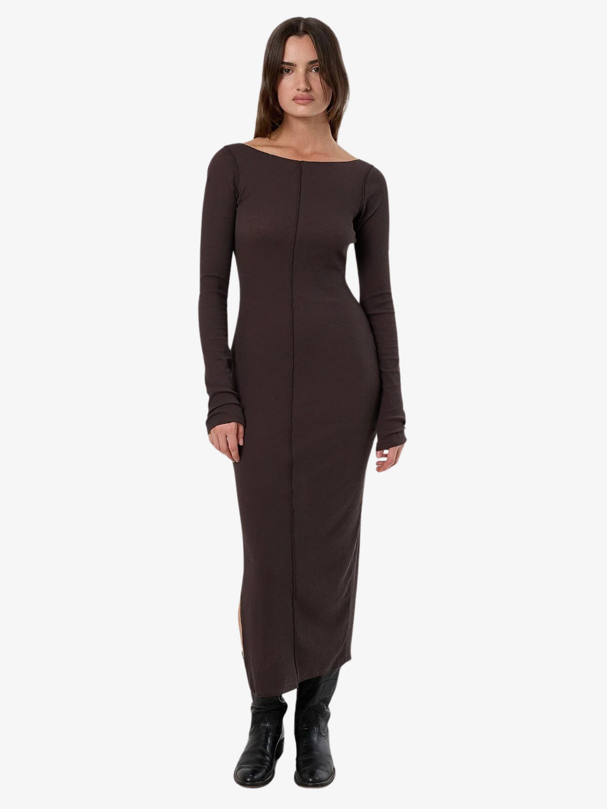Thrills Jordi Boat Neck Maxi Dress | DARK CHARCOAL