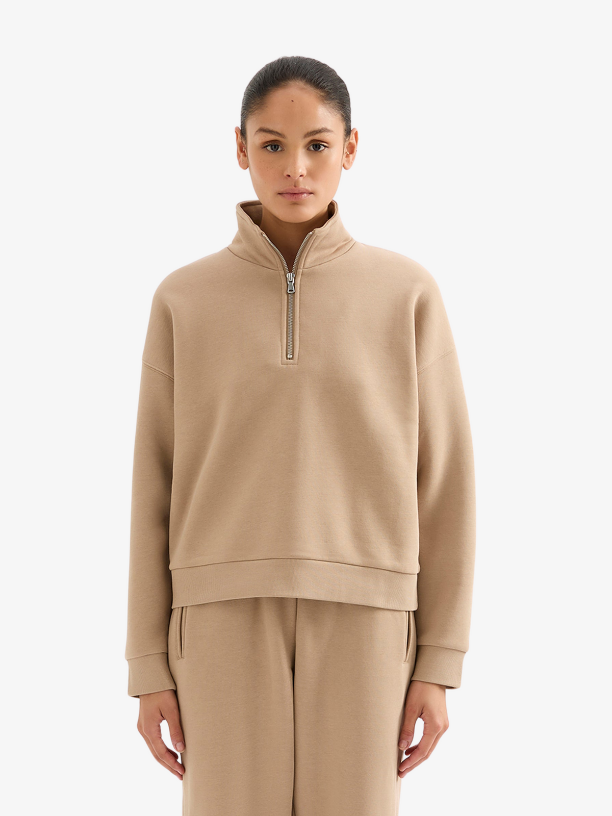 Nude Lucy Carter Classic Zip Front Sweat | Mocha