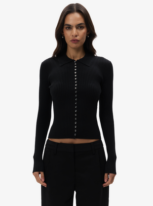 Long Sleeve Button Up Knit