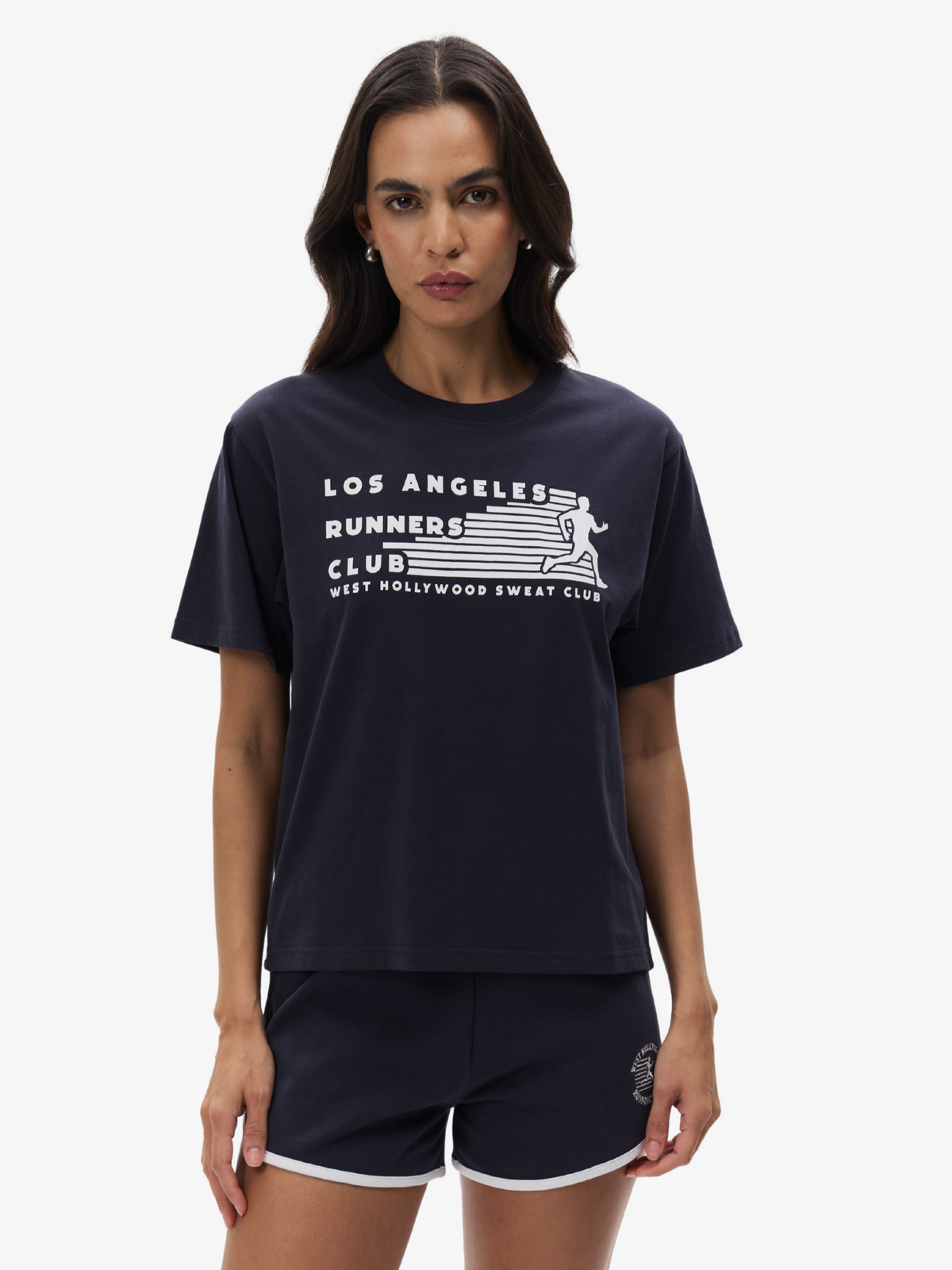 West Hollywood Sweat Club Los Angeles Runners Club Relaxed Tee | Navy