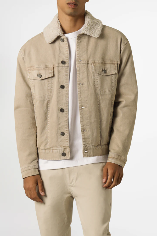 Article One Niko Denim Sherpa Jacket | Vintage Stone