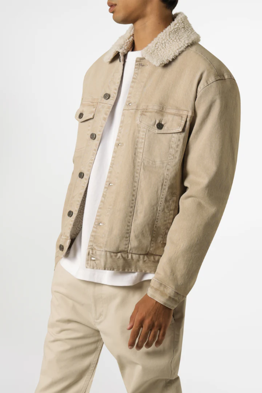Article One Niko Denim Sherpa Jacket | Vintage Stone