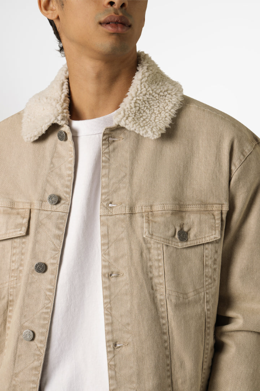 Article One Niko Denim Sherpa Jacket | Vintage Stone