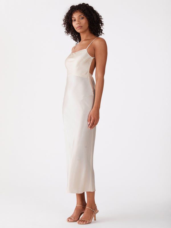 The Sonia Dot Print Midi Dress-Cream