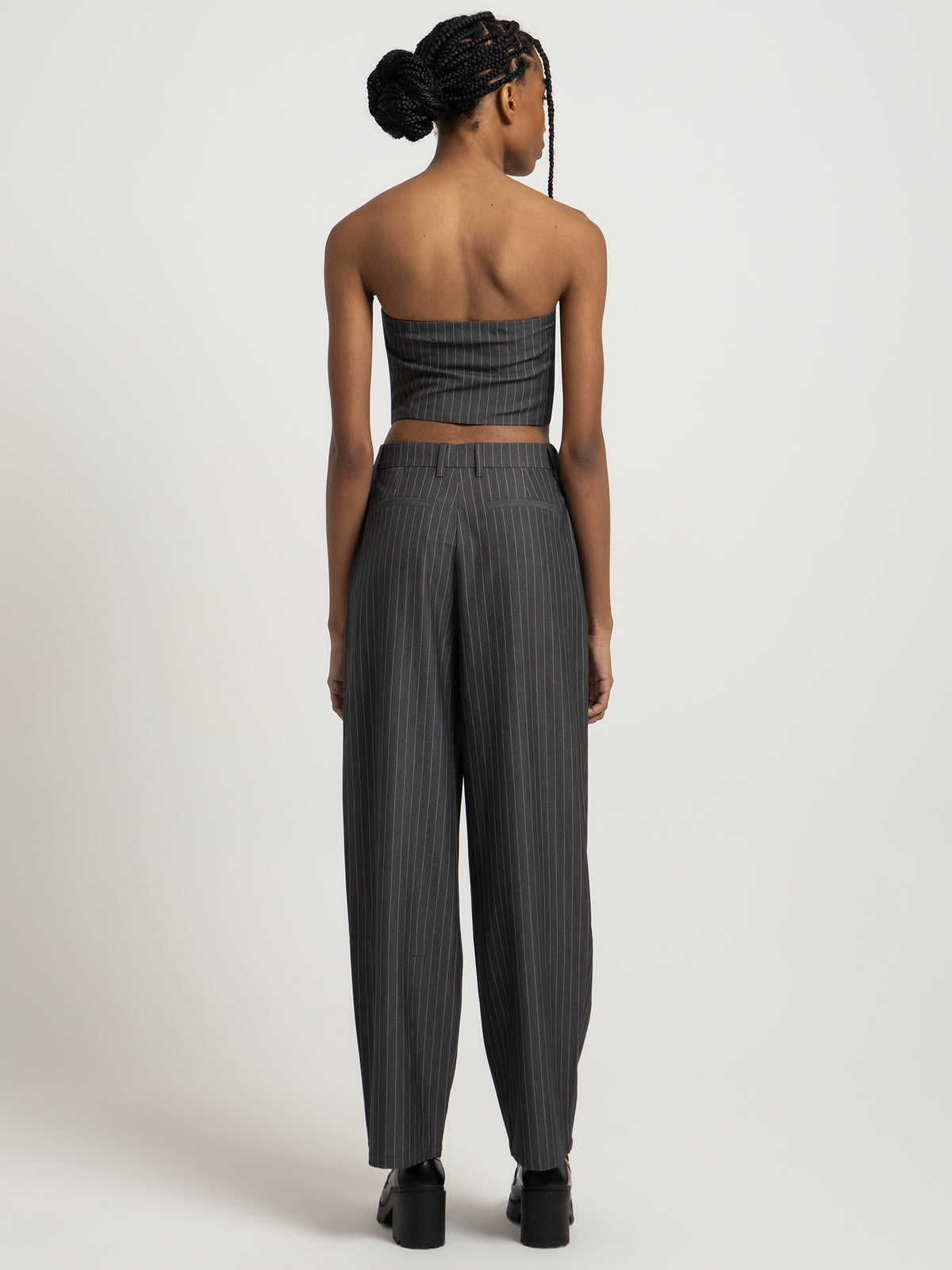 Beyond Her Skye Bodice | Grey Pinstripe