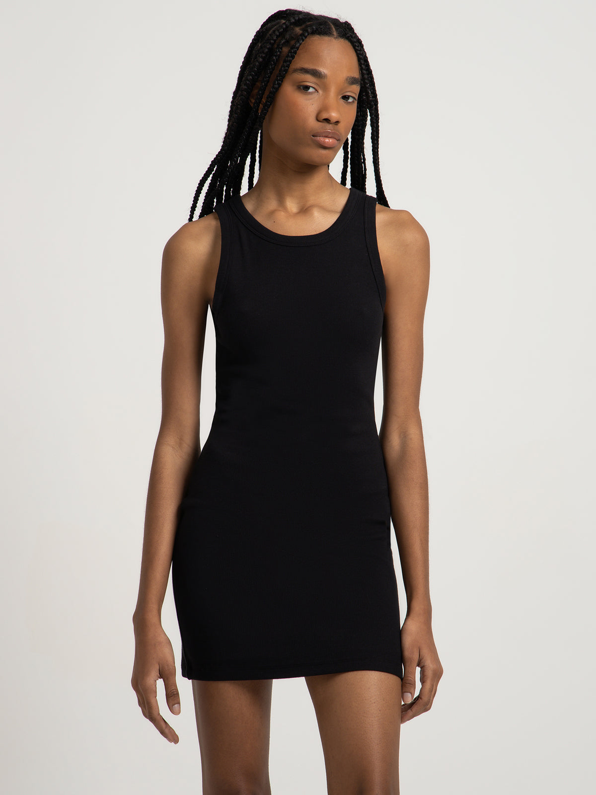Beyond Her Molly High Neck Rib Dress | Black