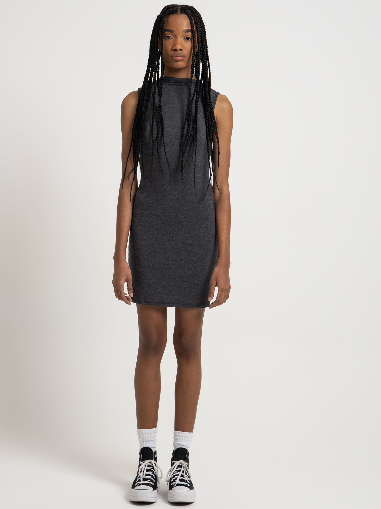 Ambroise Tank Dress in Charcoal Marle