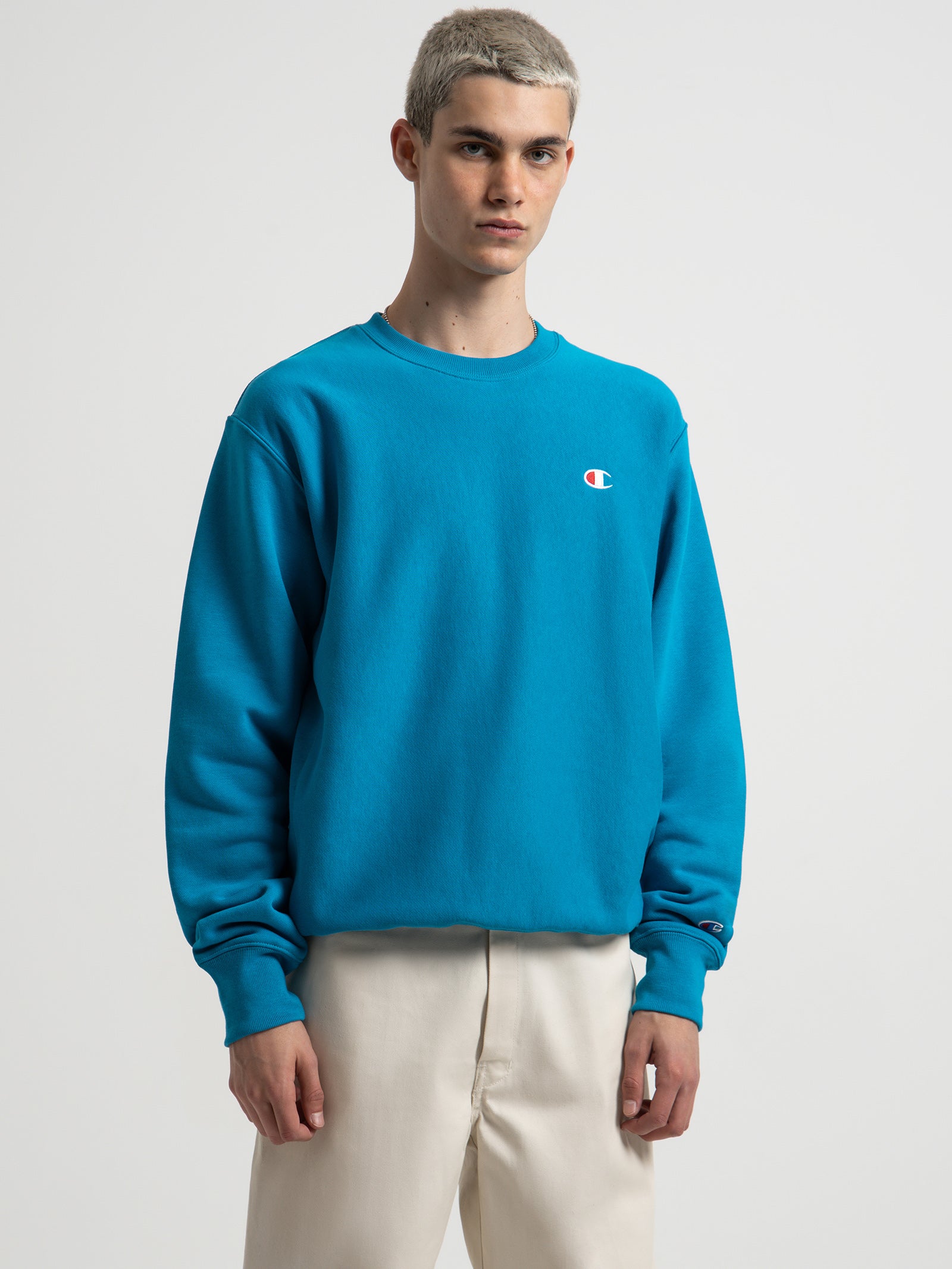 Champion Reverse Weave Crew Teal Glue Store