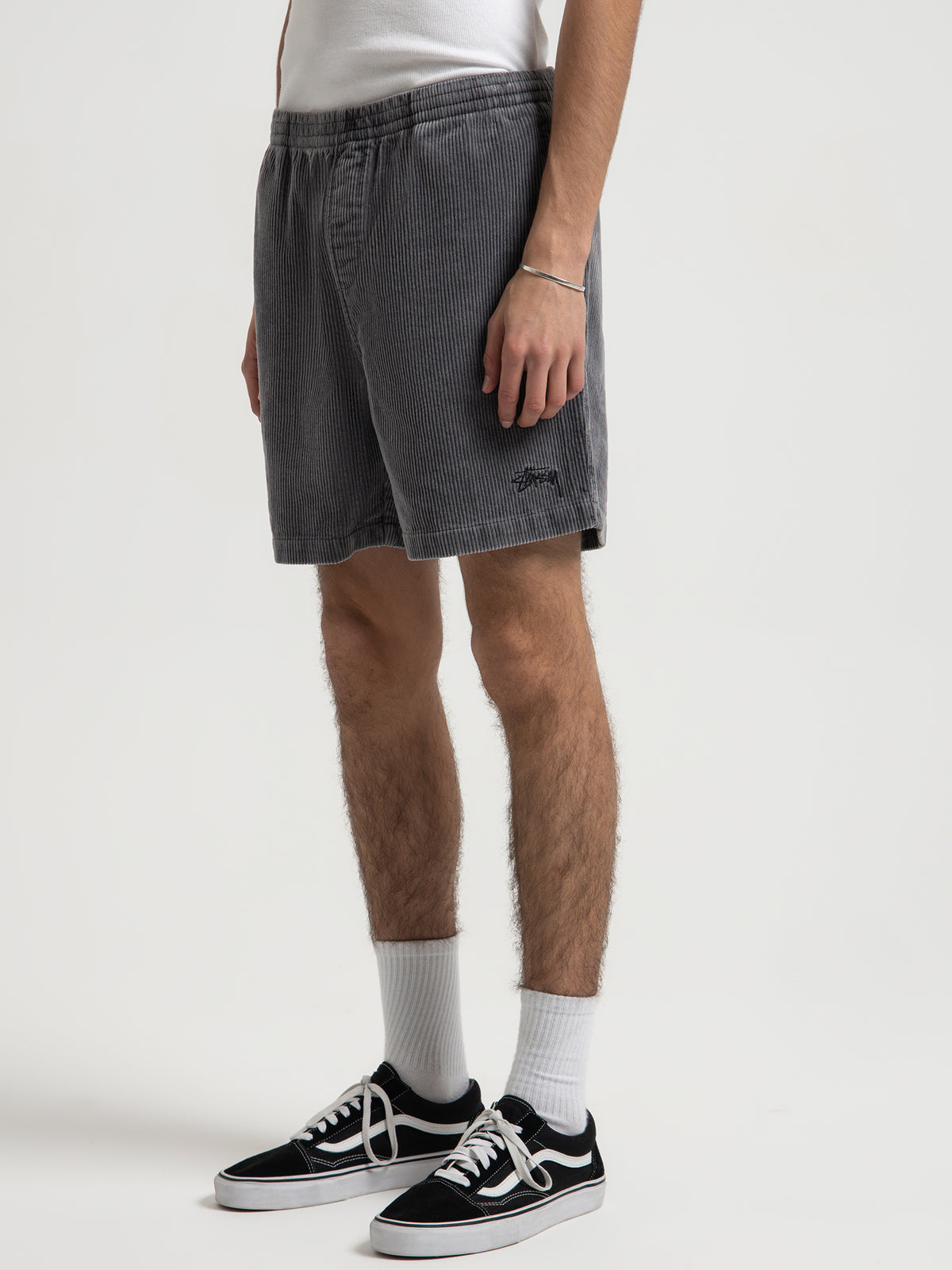 Wide Wale Cord Shorts in Charcoal