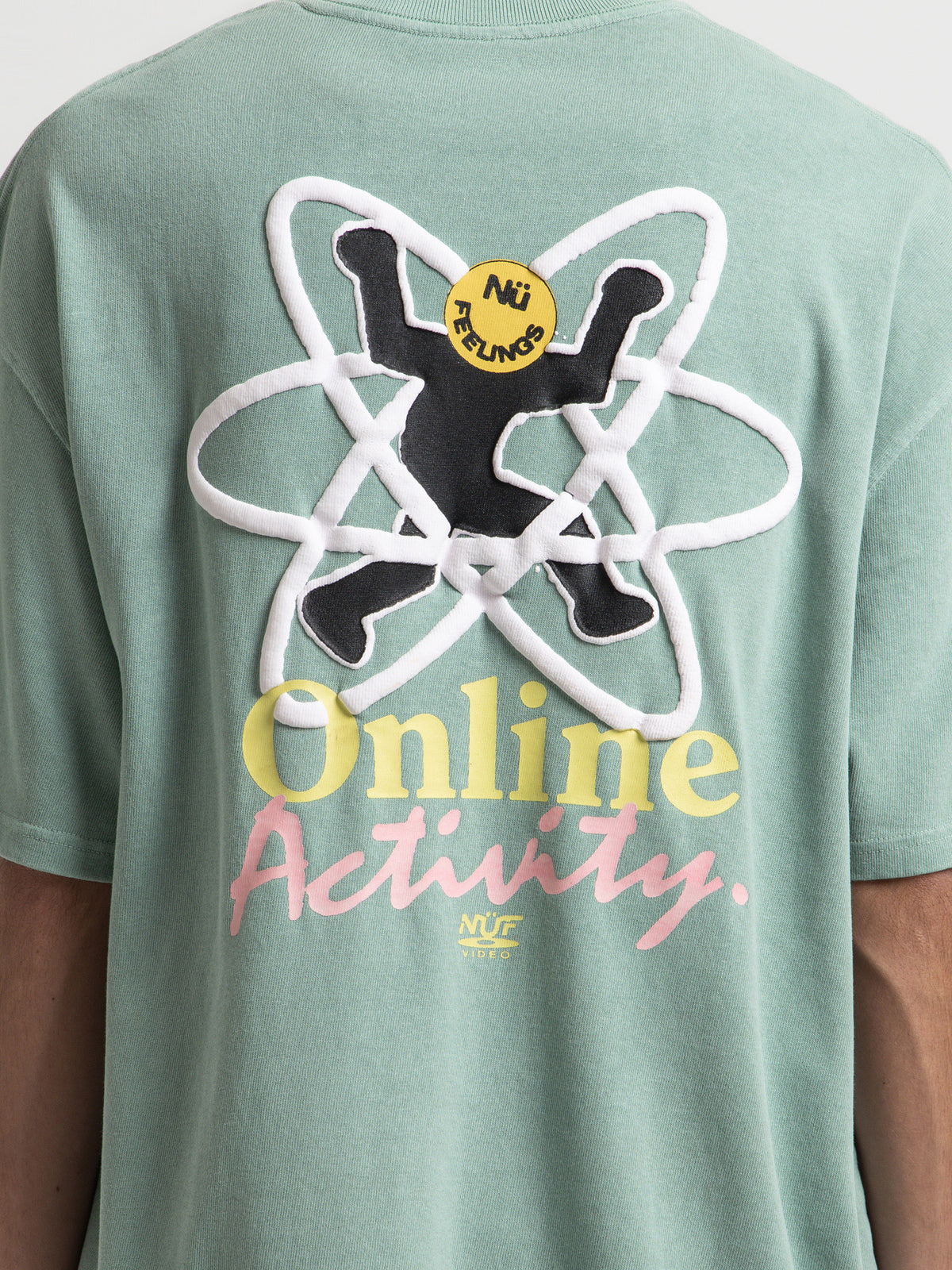 Online Activity T-Shirt in Sage Green Overdye
