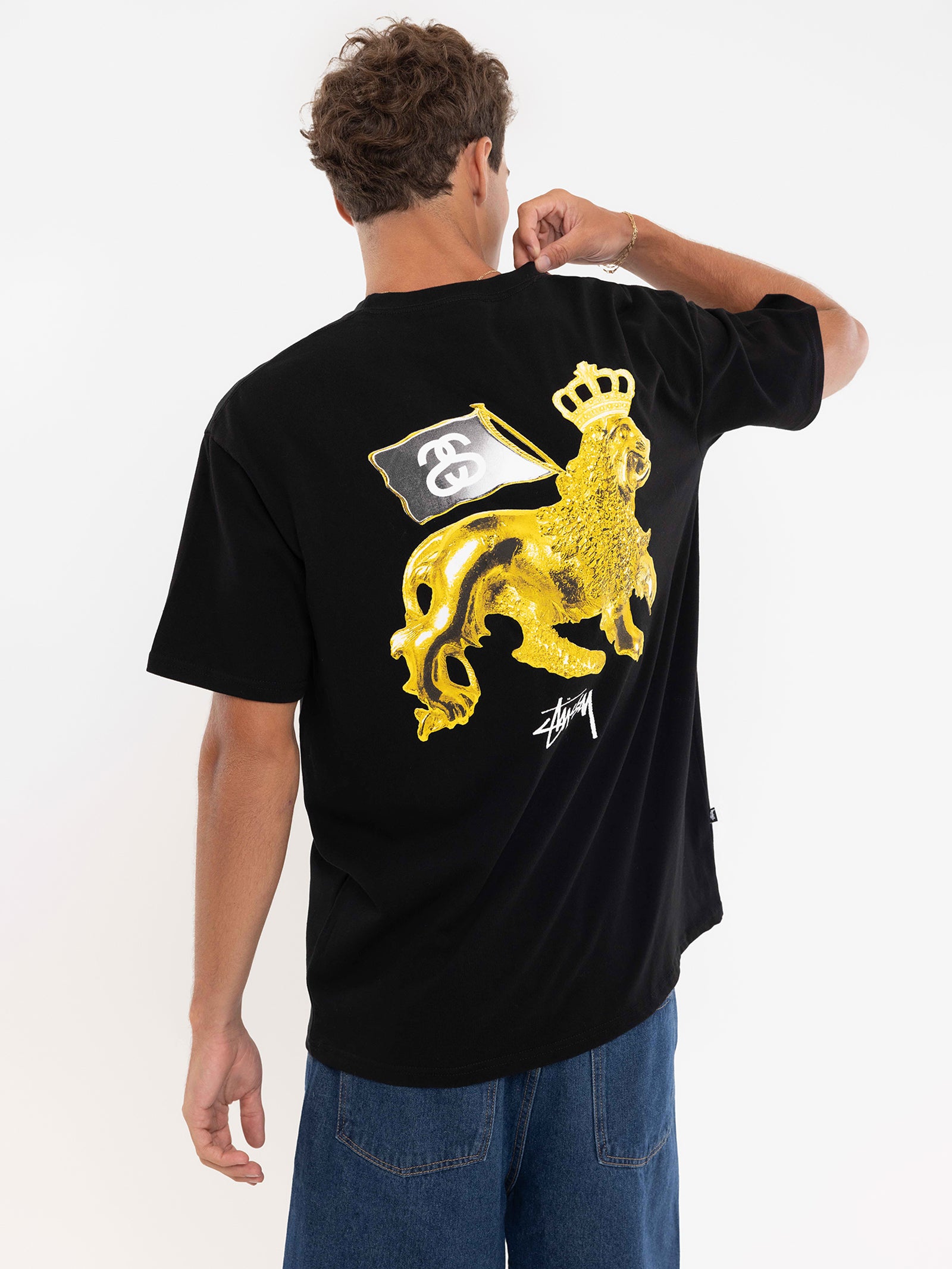 Stussy Gold Lion Heavyweight T-Shirt Black | Glue Store