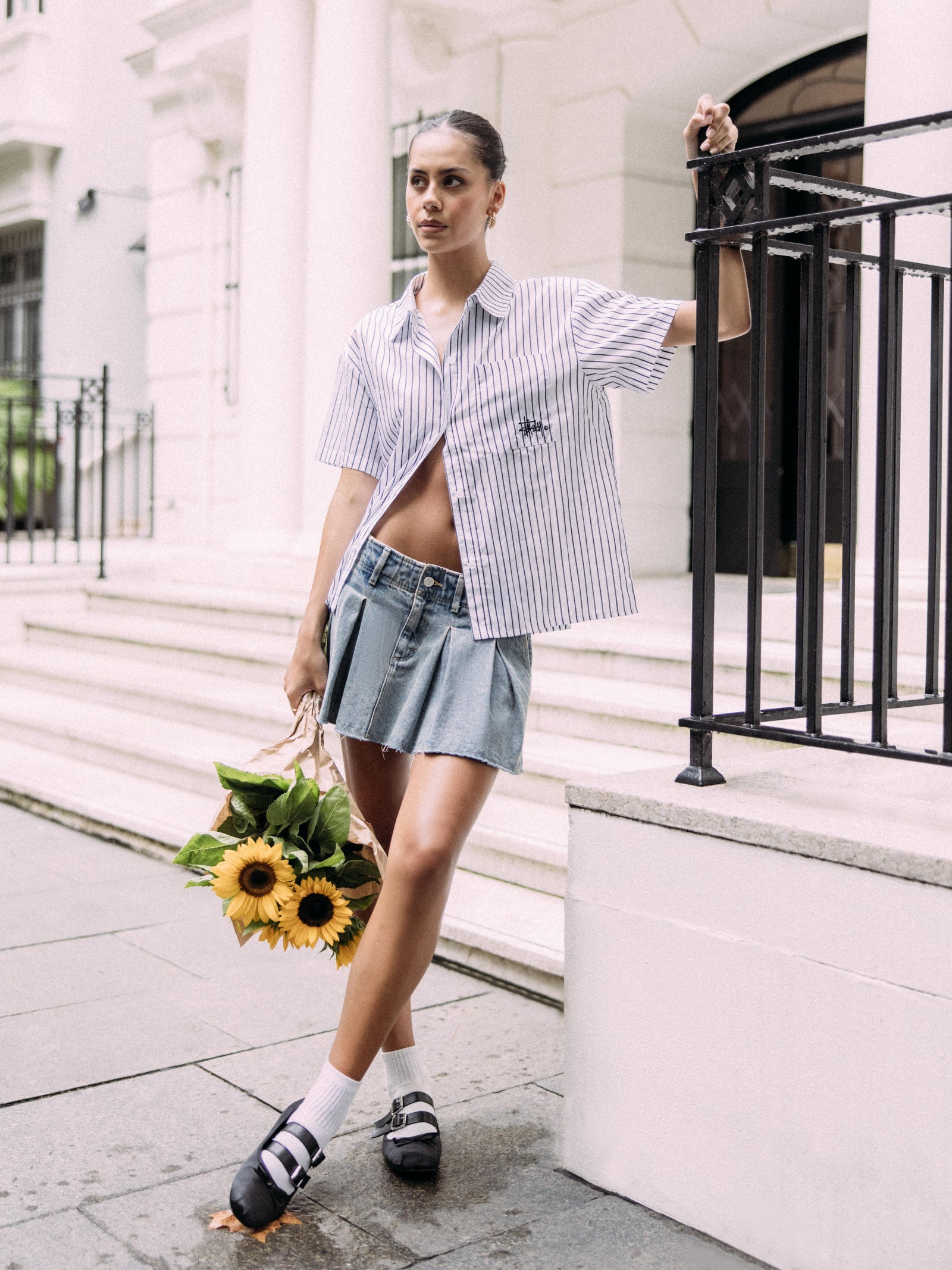 Pop Short Sleeve Graffiti Stripe Shirt